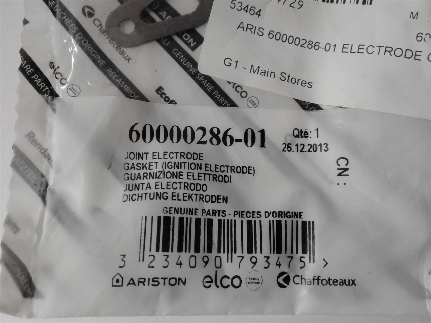 NEW Ariston GASKET IGNITION Electrode 6000028601