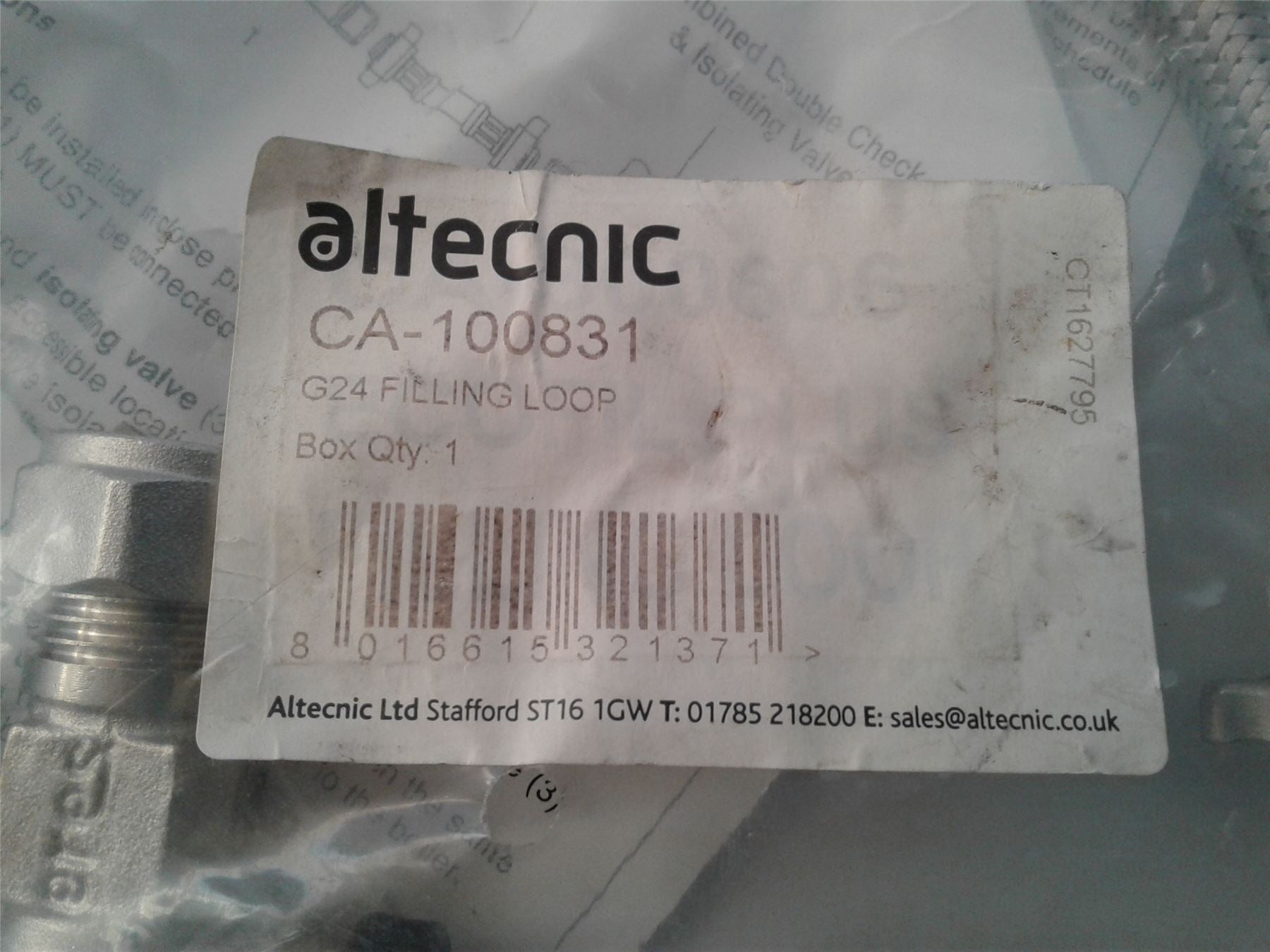 COMBI BOILER HEATING PART L COMPLIANT STRAIGHT FILLING LOOP LEVER CHECK VALVE