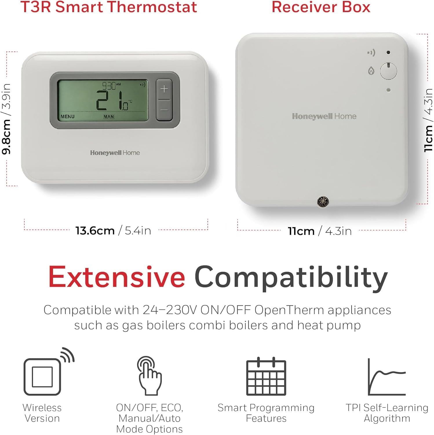 Honeywell Home T3R Wireless 7-Day Programmable Thermostat White