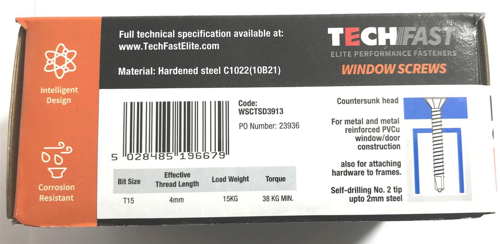 ForgeFix TechFast Window Screw Self Drill CSK TORX 3.9 x 13mm Box 1000