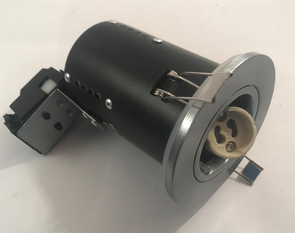 Fire Rated GU10 Ceiling Spot Light Satin Chrome (Without Bulb)