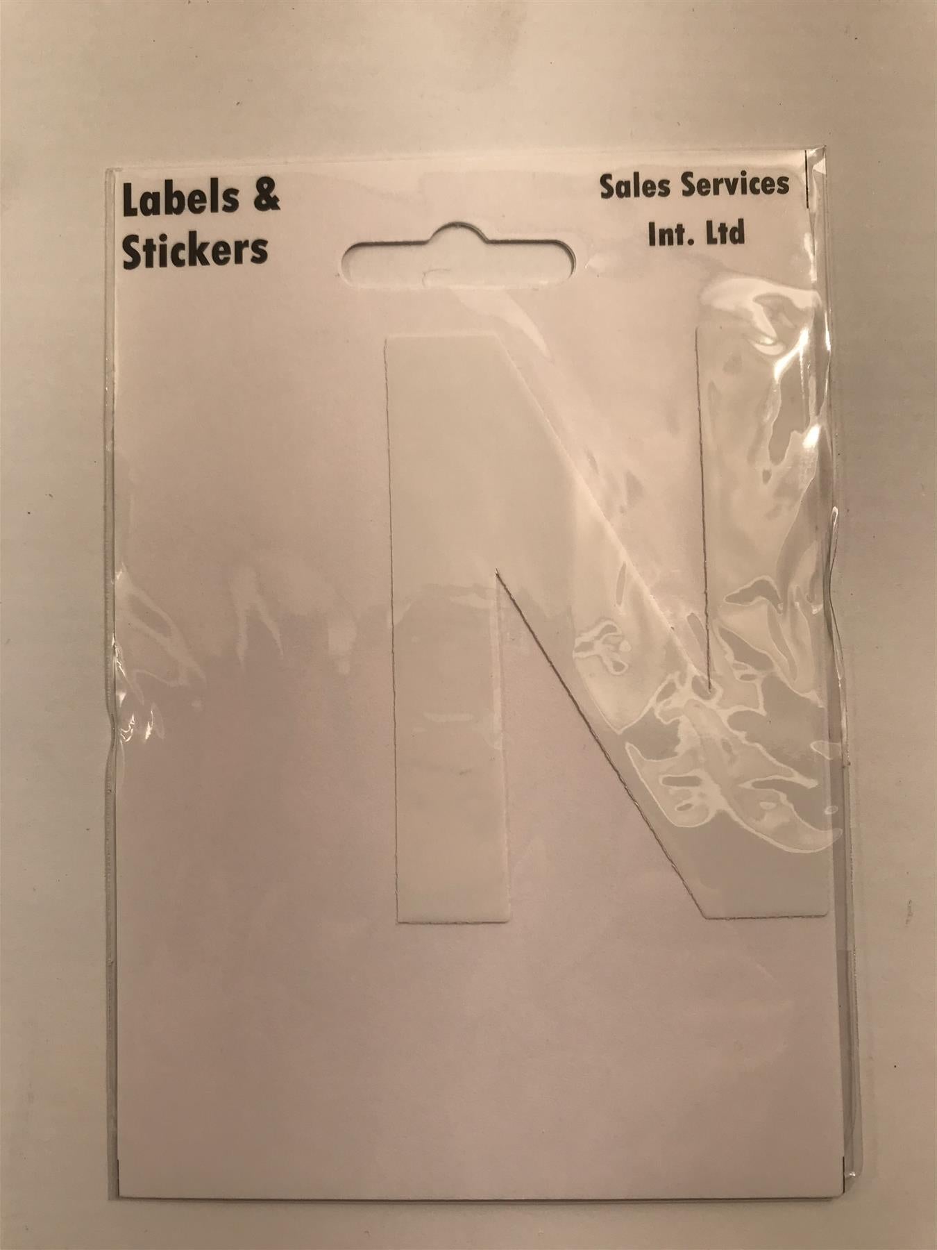 White Letter N Self  Adhesive Waterproof Sticker 8 x 6cm