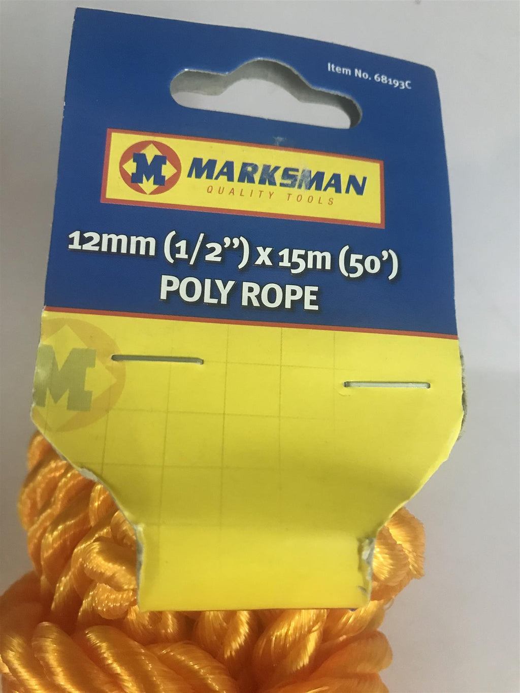 Marksman Orange Rope 12mm (1/2") x 15m (50')  Polypropylene Rope 68193C