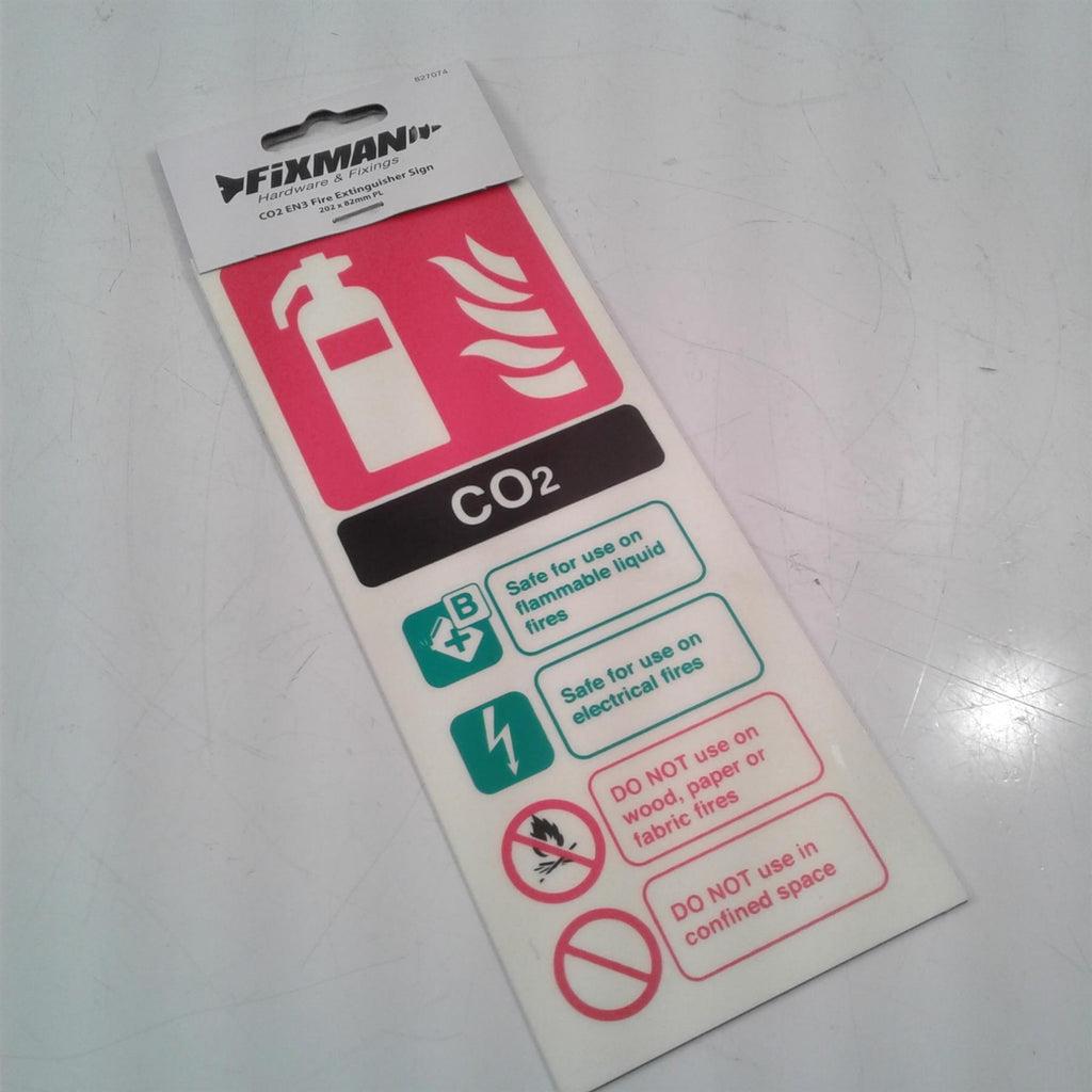 CO2 EN3 Glow in the Dark Fire Extinguisher Sign 202 x 82mm Rigid