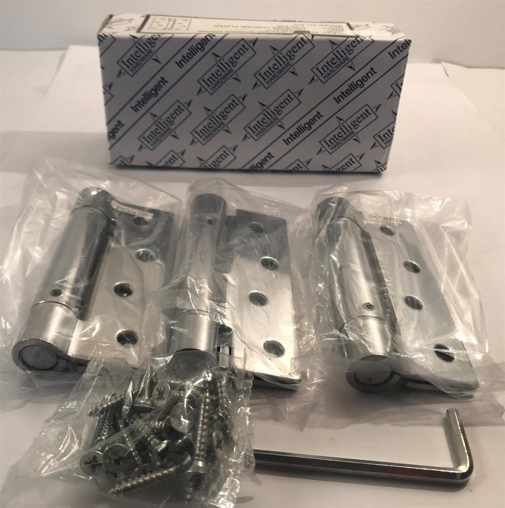 Steel Single Action Spring Hinge 100 x 75mm Polished Chrome  470