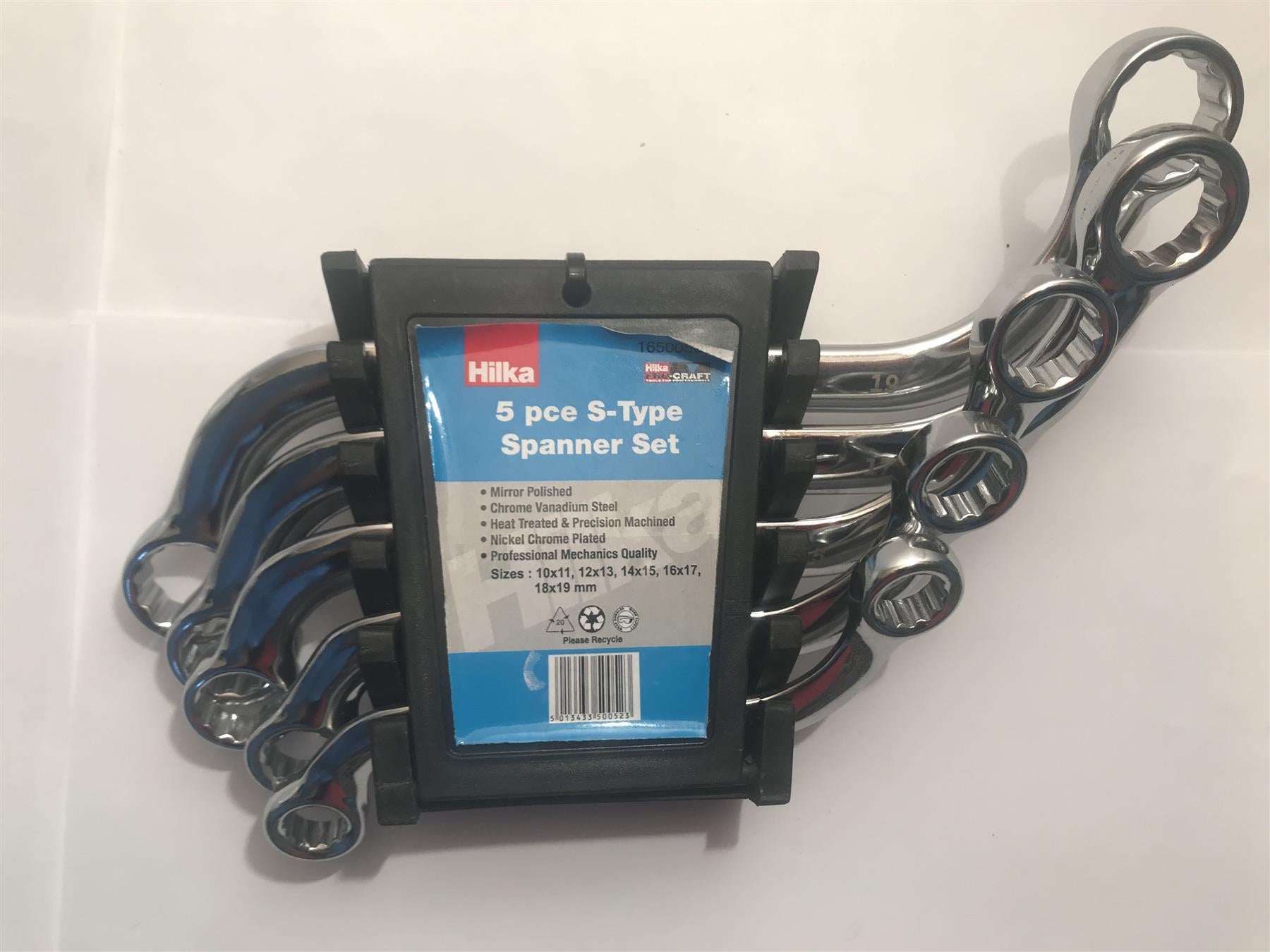 Hilka 5pc S-Type Spanner Set 10x11, 12x13, 14x15, 16x17, 18x19mm 16500502