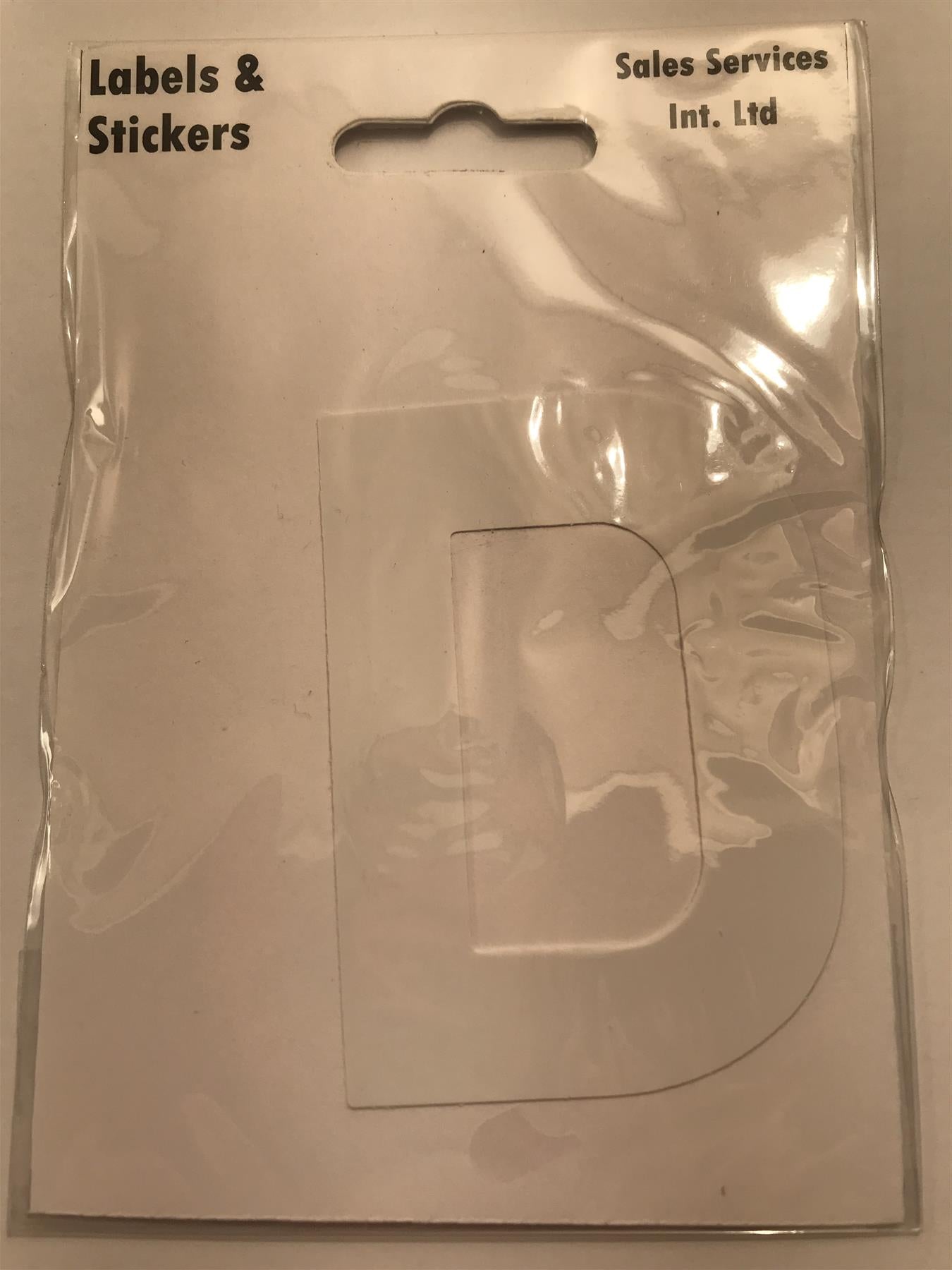 White Letter D Self  Adhesive Waterproof Sticker 8 x 6cm