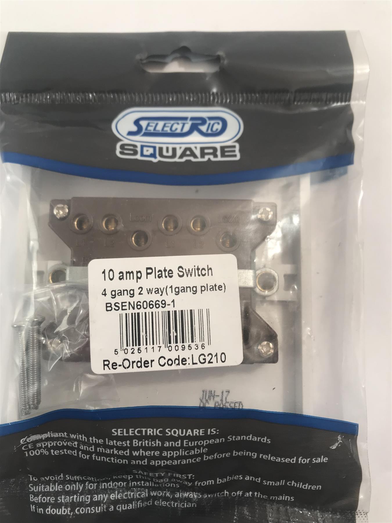 Selectric Square 4 Gang 2 Way (1Gang Plate) Switch  LG210