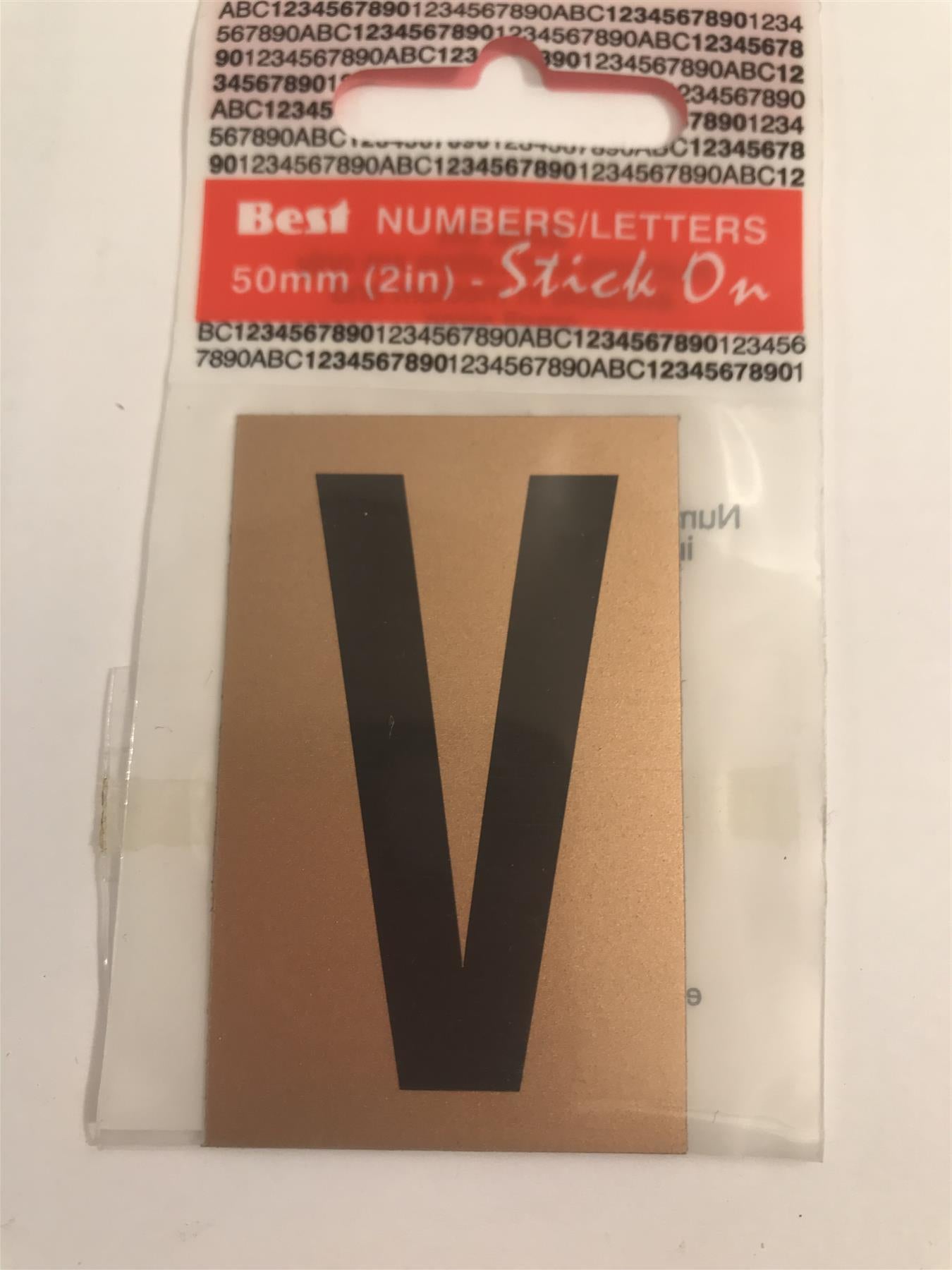 Best Gold/Black Letter V Self Adhesive 1" x 2"