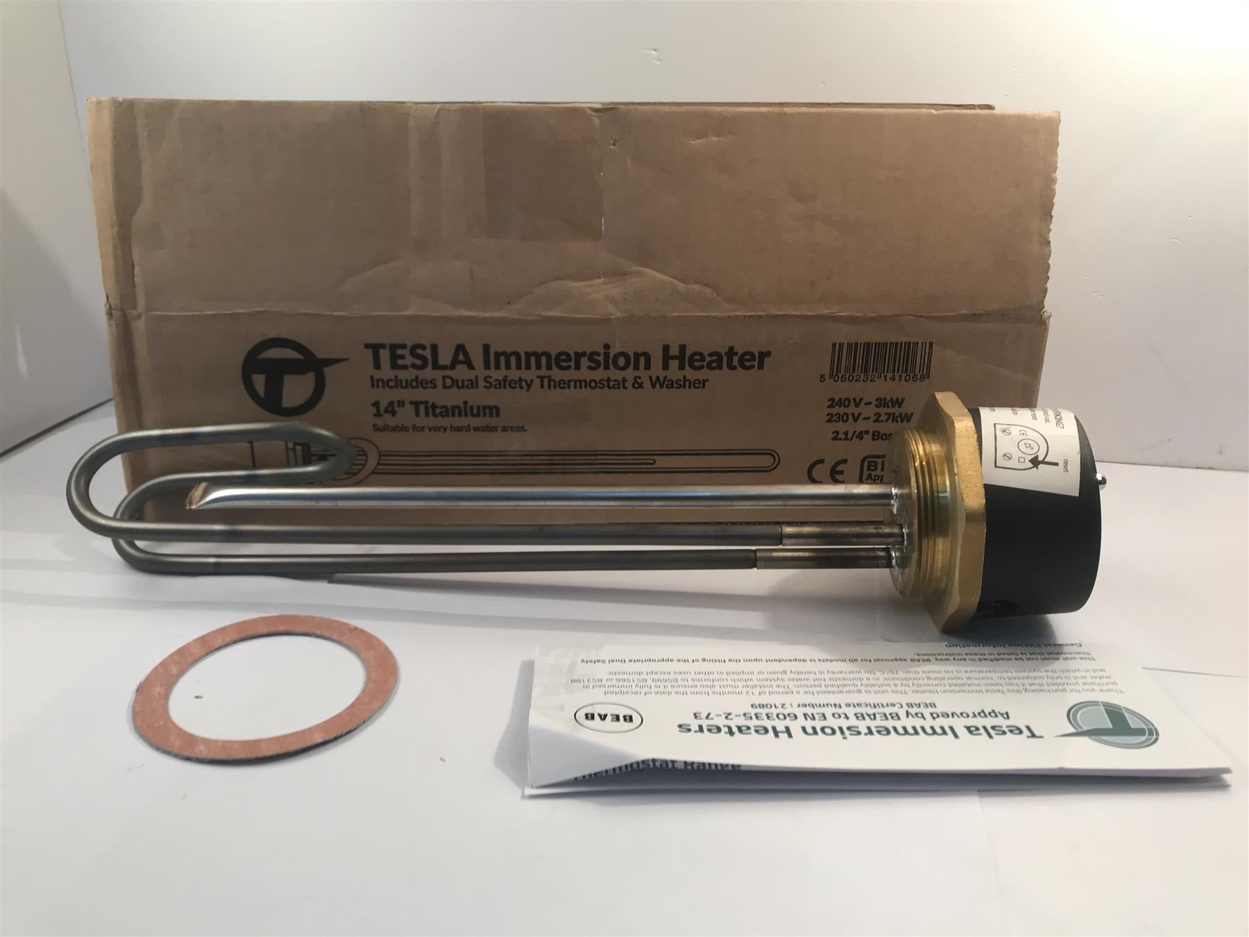 Tesla 14" Titanium Immersion Heater with 2.1/4" Boss TIH570 Dual Safety