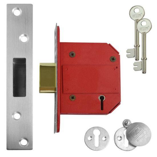 UNION J2100S-SC-3.0 StrongBOLT 2100S BS 5 Lever Mortice Deadlock 81mm 3in Satin