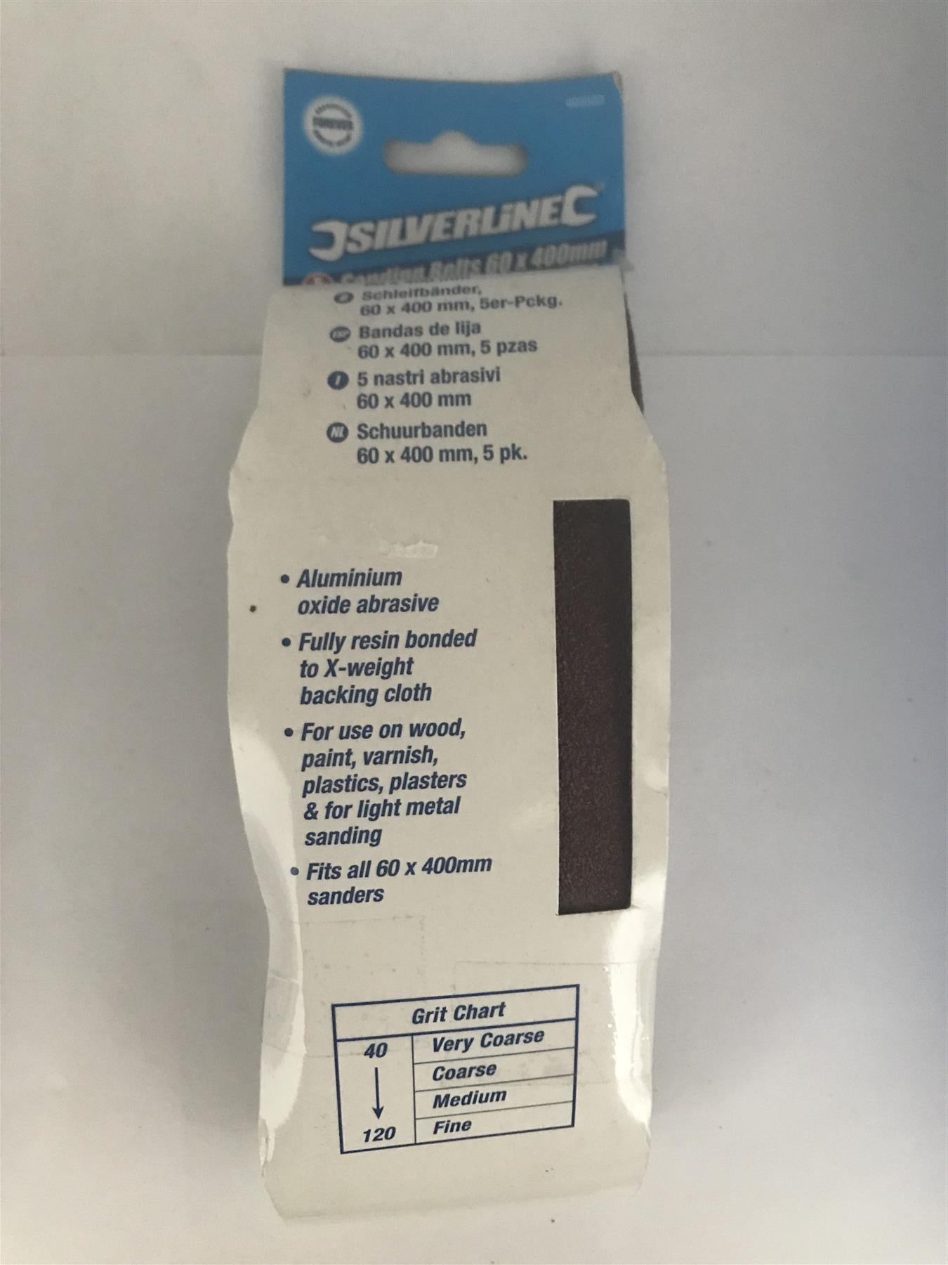 Silverline Sanding Belt 60 x 400mm 60 grit 5 PK  603333