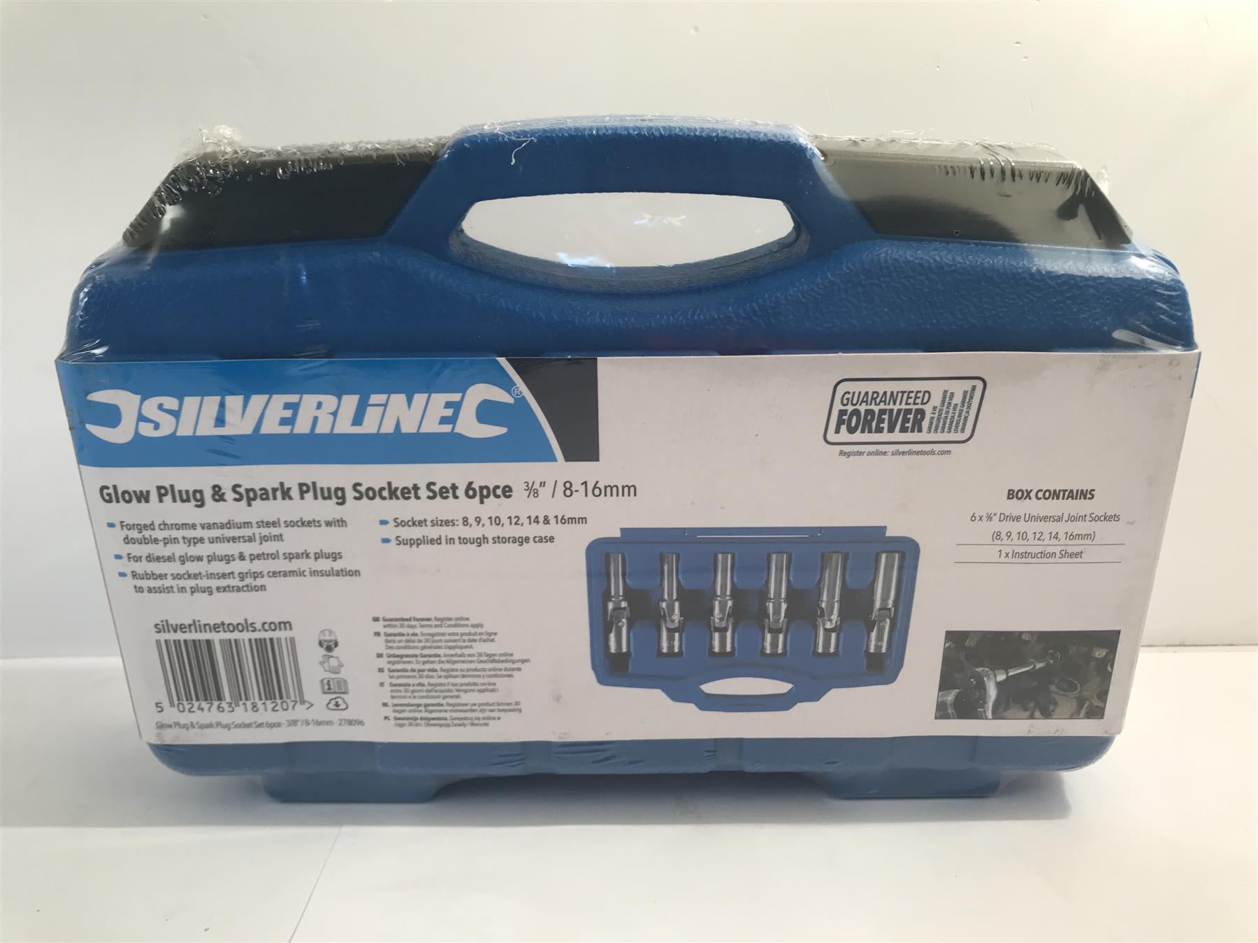 Silverline 6pc 3/8'' Glow Plug Spark Plug Removal Tool Remover Socket Set 278096