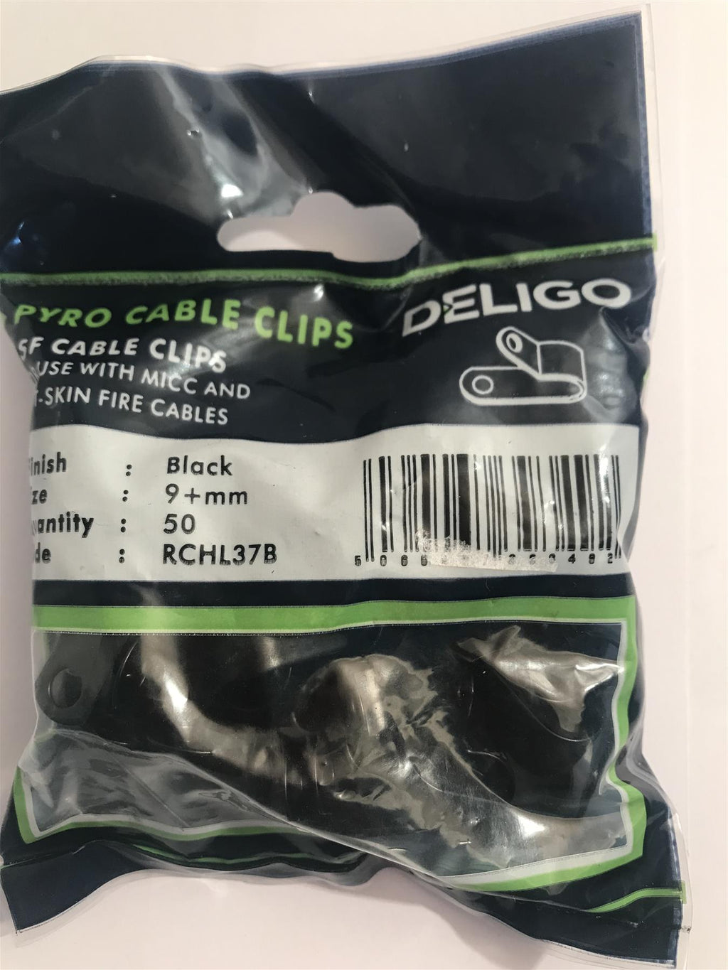 Deligo LSF Coated Black Pyro Cable Clips 9mm RCHL37B (50 Pack)