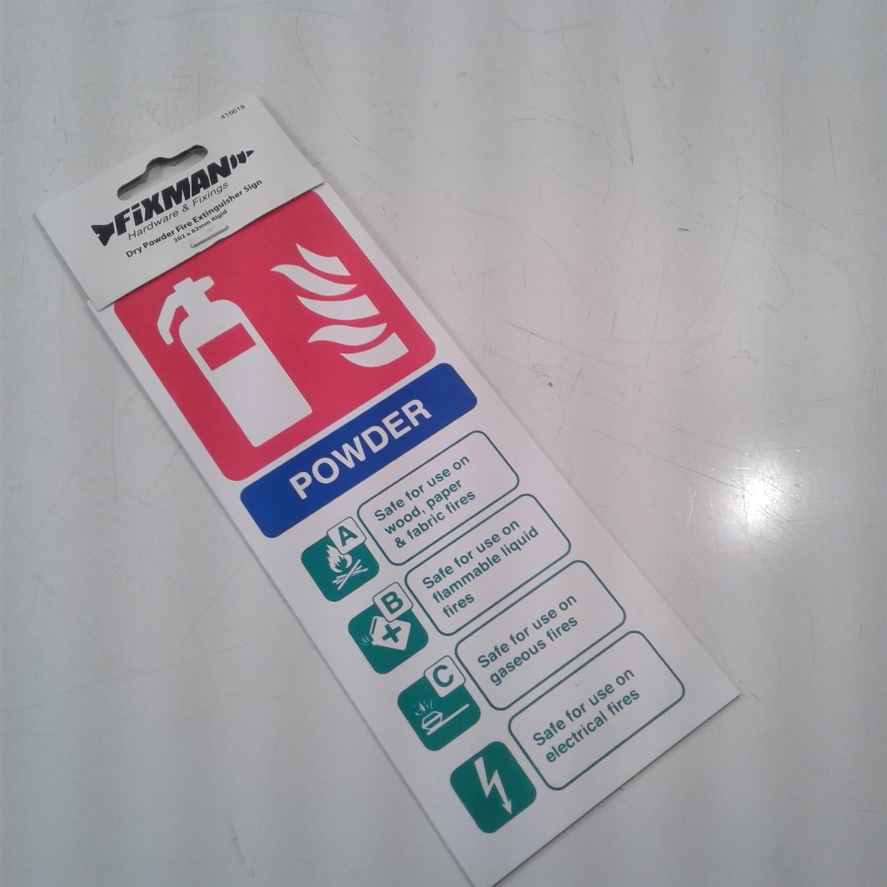 Dry Powder Fire Extinguisher Sign 202 x 82mm Rigid