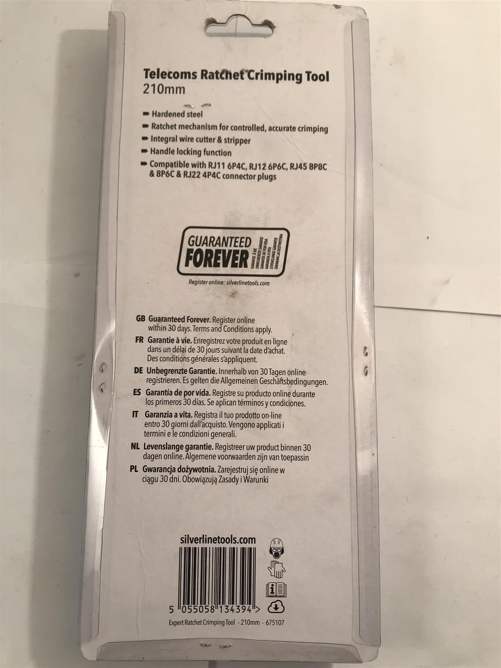 Silverline Telecoms Ratchet Crimping Tool 210mm  675107