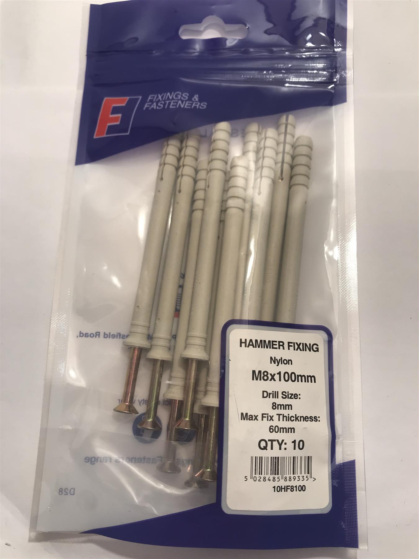 Forgefix Hammer Fixing M8 x 100mm (Pk10) 10HF8100