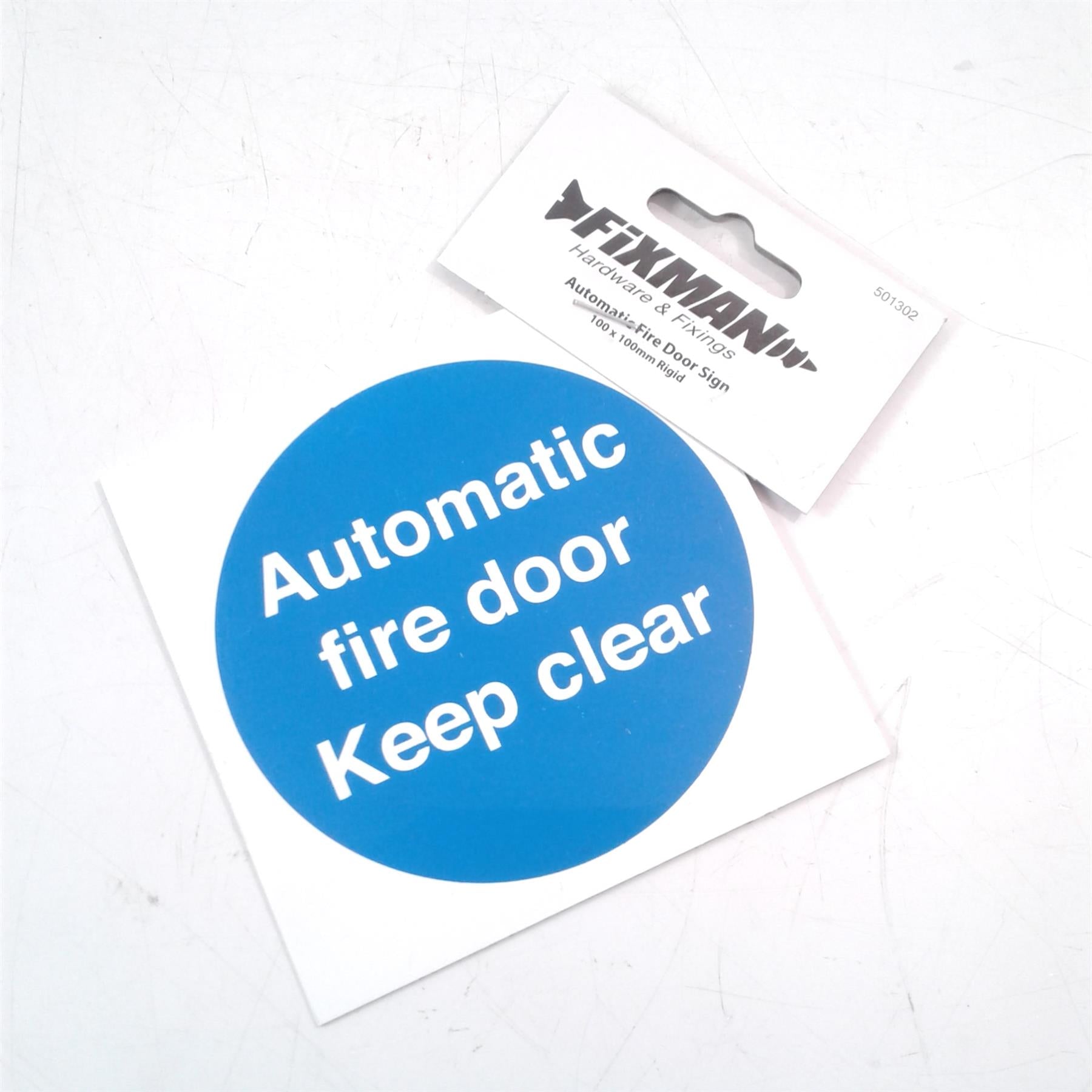 Automatic fire Door Sign 100 x 100mm Rigid