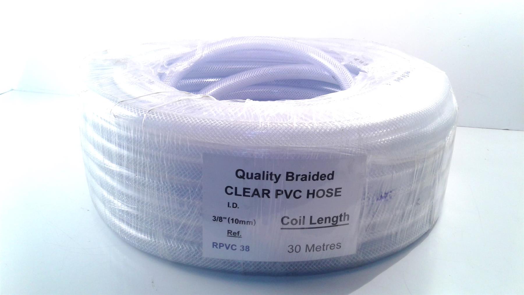 3/8" (10mm) Clear PVC Braided Hose 30m