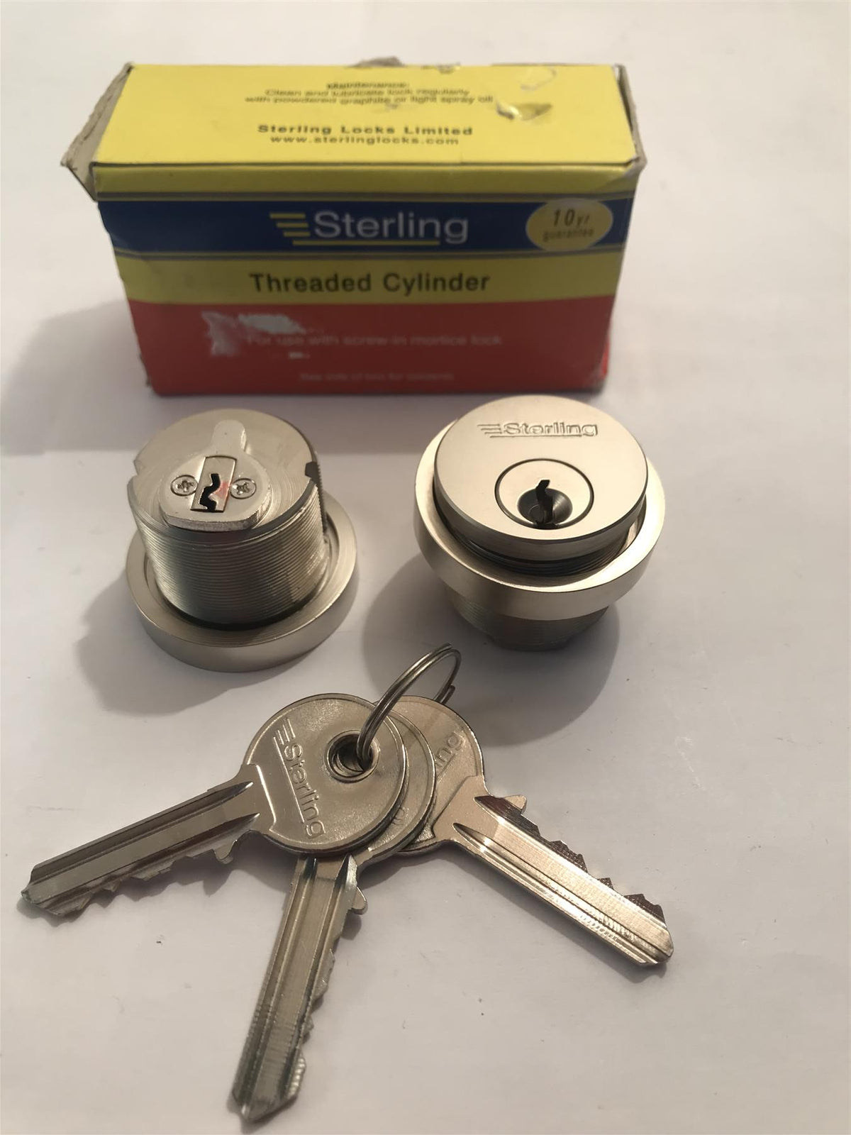 Sterling Threaded Cylinder Keyed Alike Pair 5 Pin SCN02 Satin Nickel