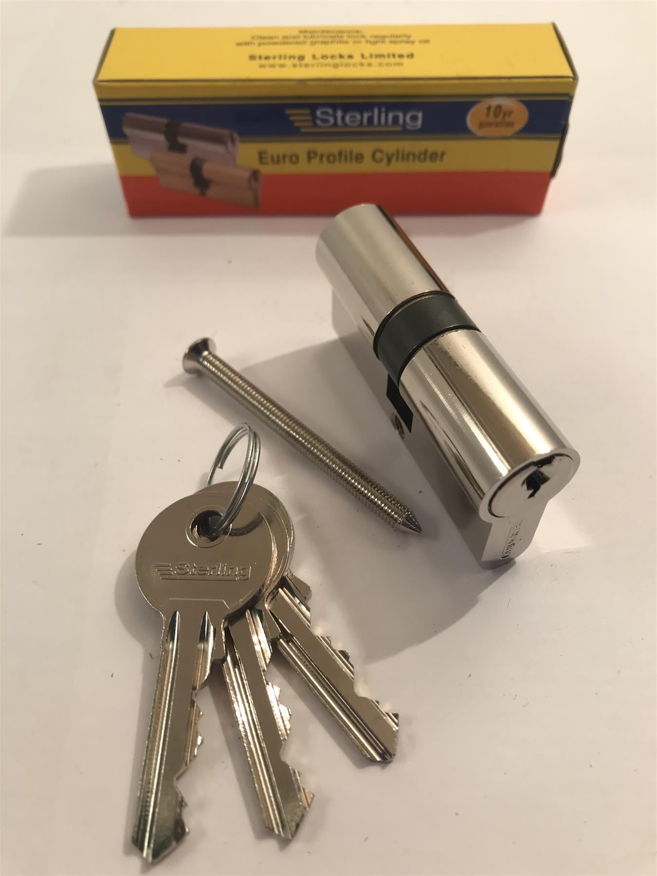 Sterling EPN3131 Double Euro 5 Pin Cylinder 62mm (31x31), Polished Nickel