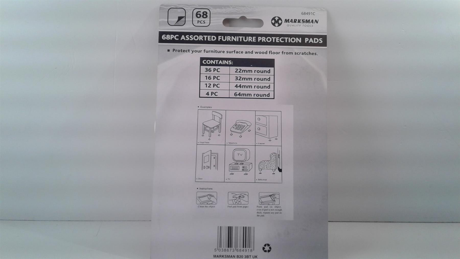 MARKSMAN  68PCS ASSORTED HEAVY DUTY FURNITURE PROTECTION PADS