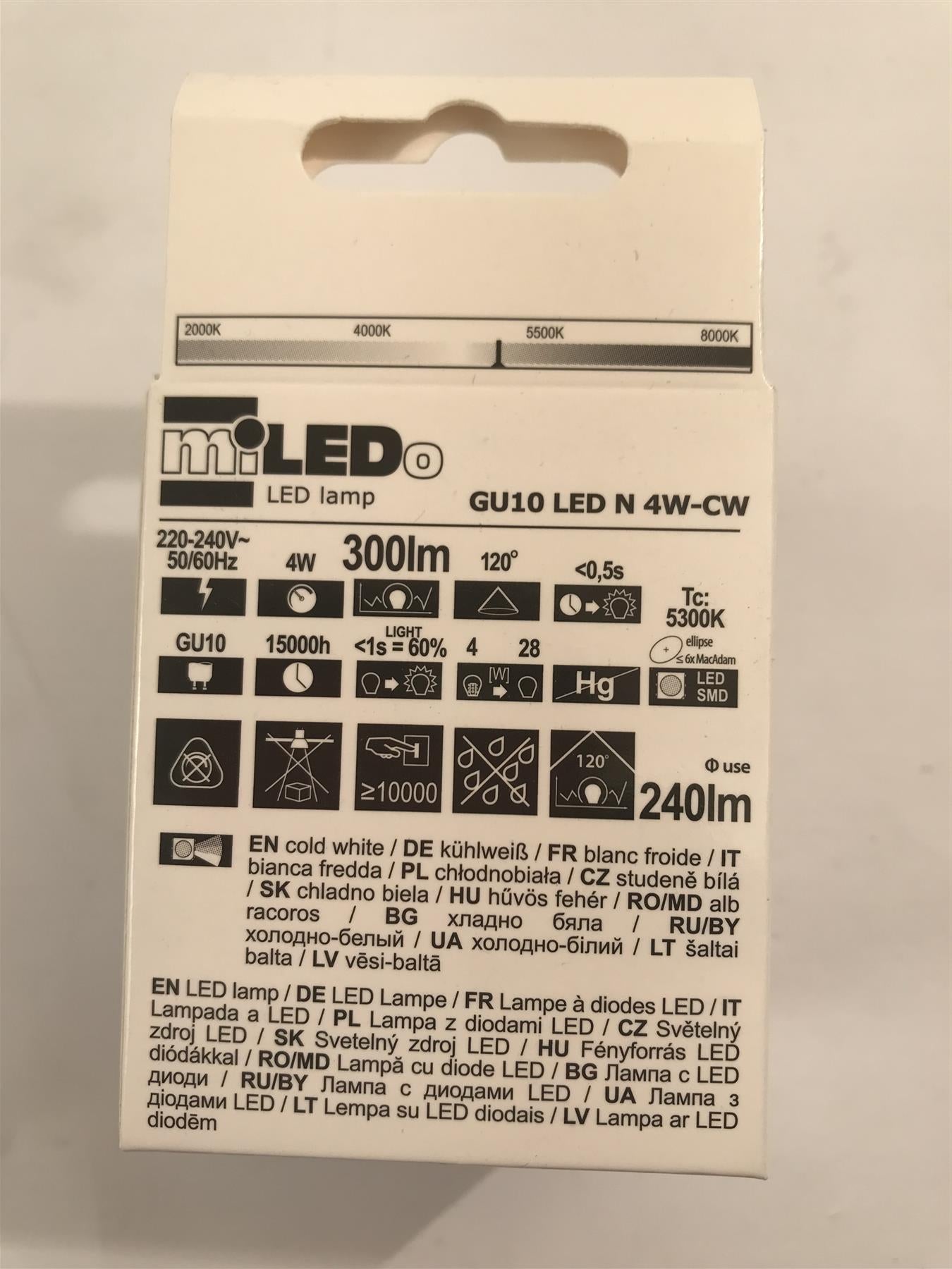 MiLED GU10 LED N 4W-WW 300lm 5300k (Cold White)  31013