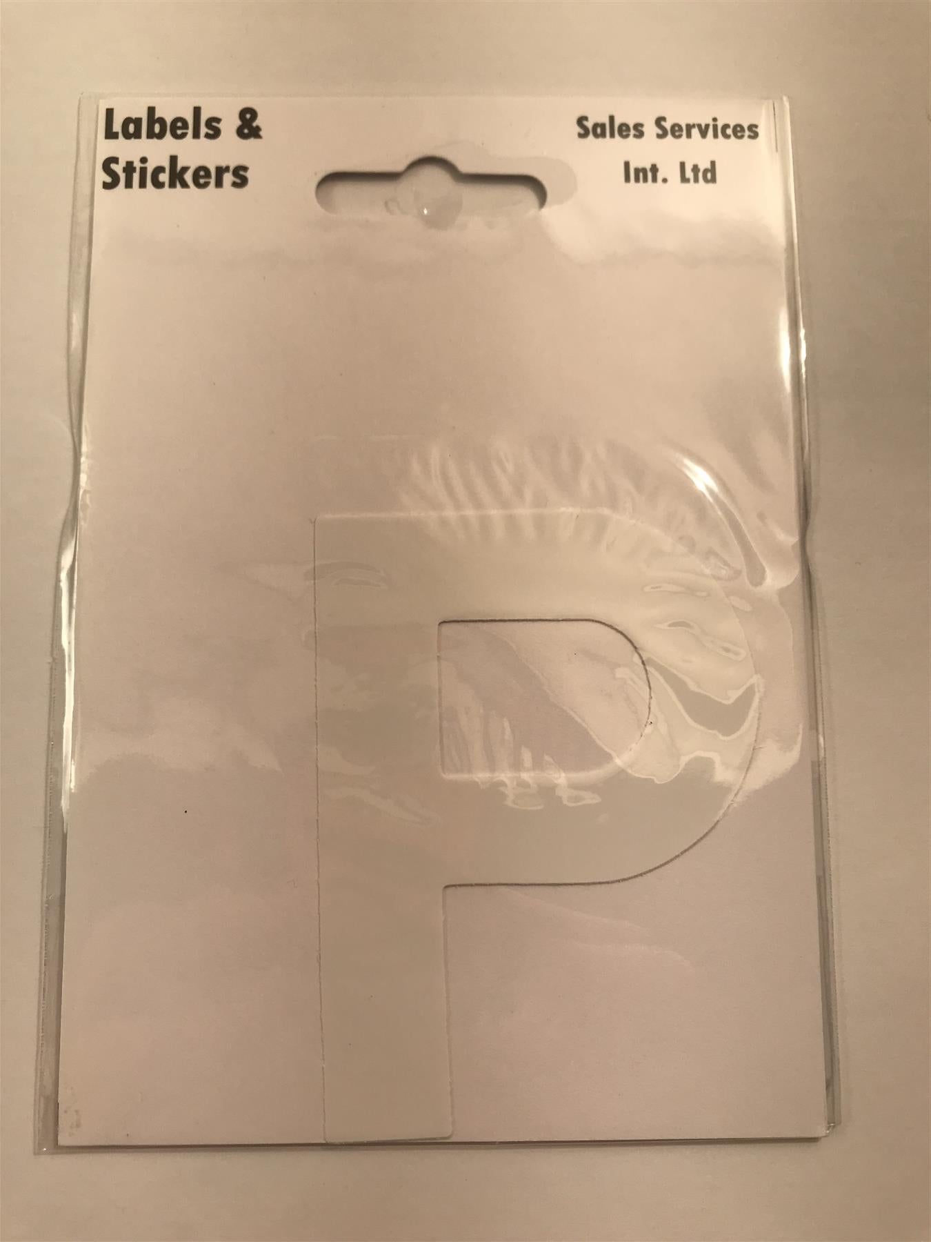 White Letter P Self  Adhesive Waterproof Sticker 8 x 6cm