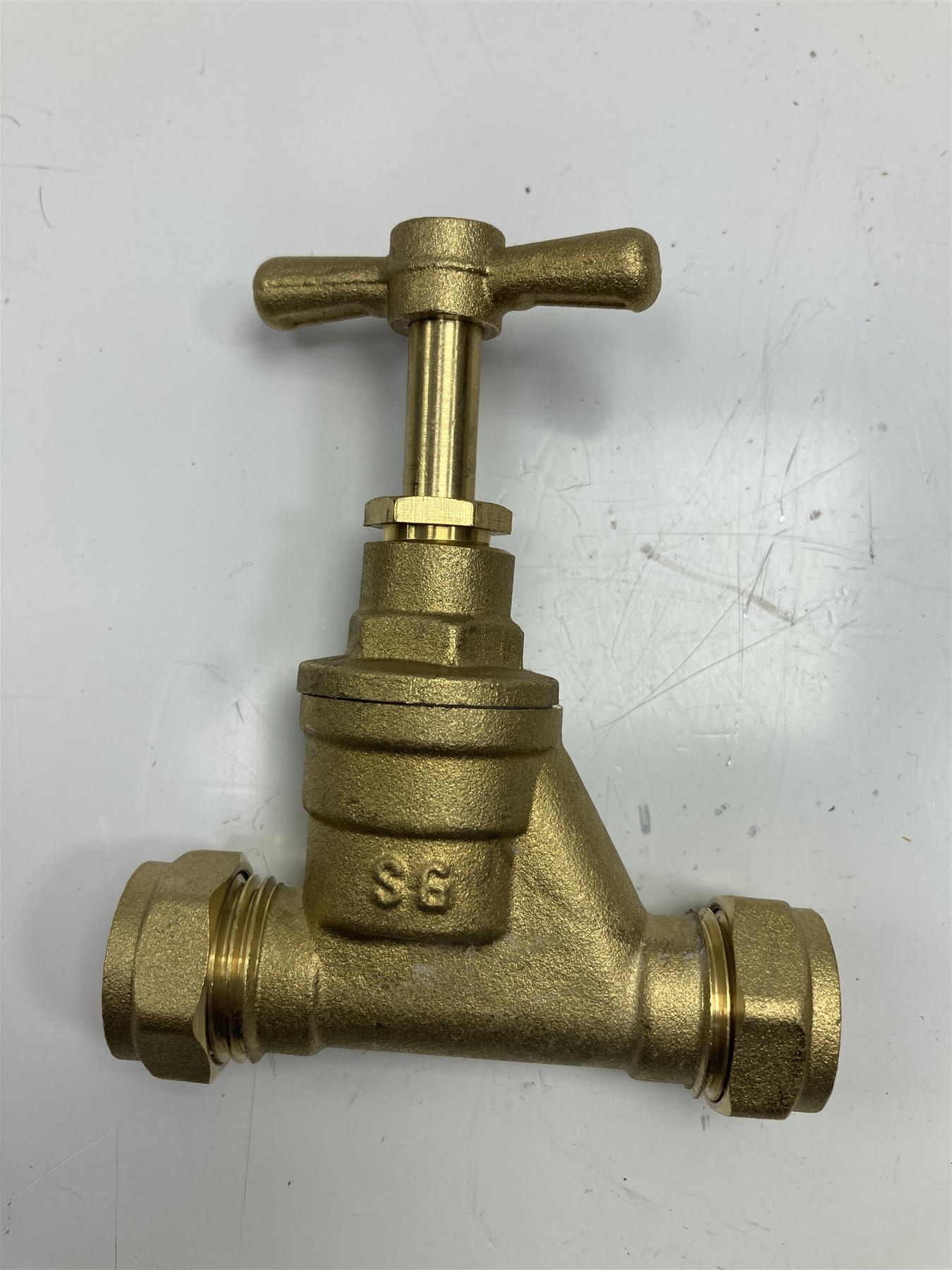 BRASS MAINS STOPCOCK 15mm STOP COCK COMPRESSION TAP