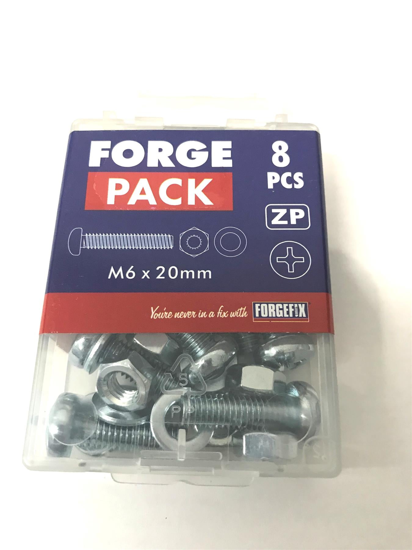 Forgefix FORFPMSPH620 Machine Screw Pozi Pan Head ZP M6 x 20mm Forge Pack 8