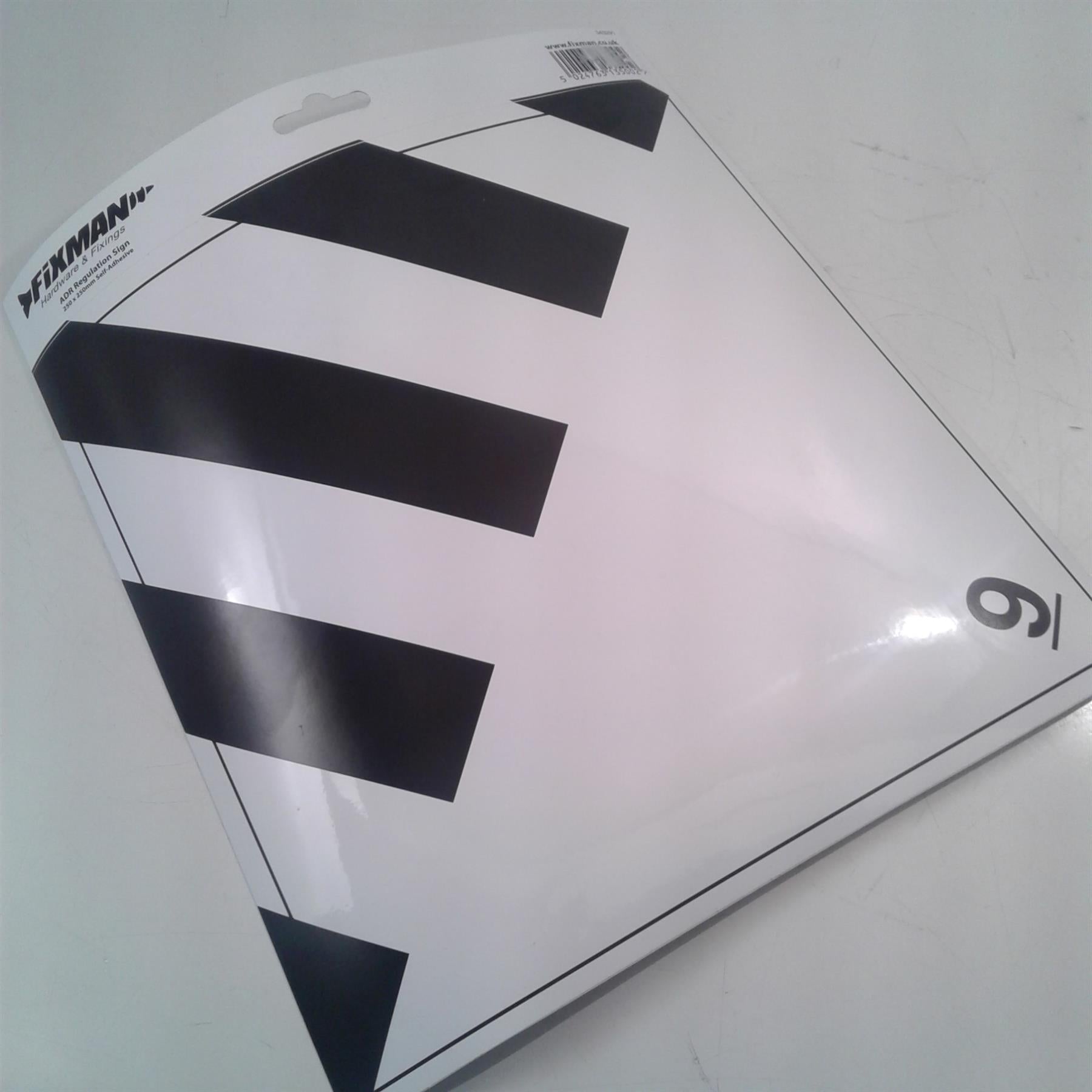 Fixman 343291 ADR Dangerous Goods Regulation Sign 250 x 250mm