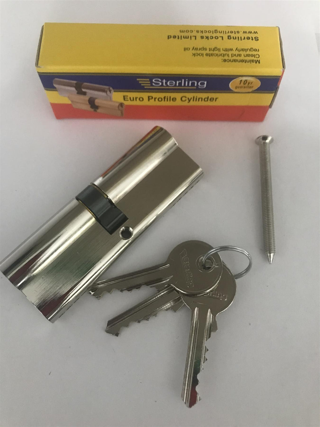 Sterling EPN4545 Double Euro 5 Pin Cylinder 90mm (45x45), Polished Nickel