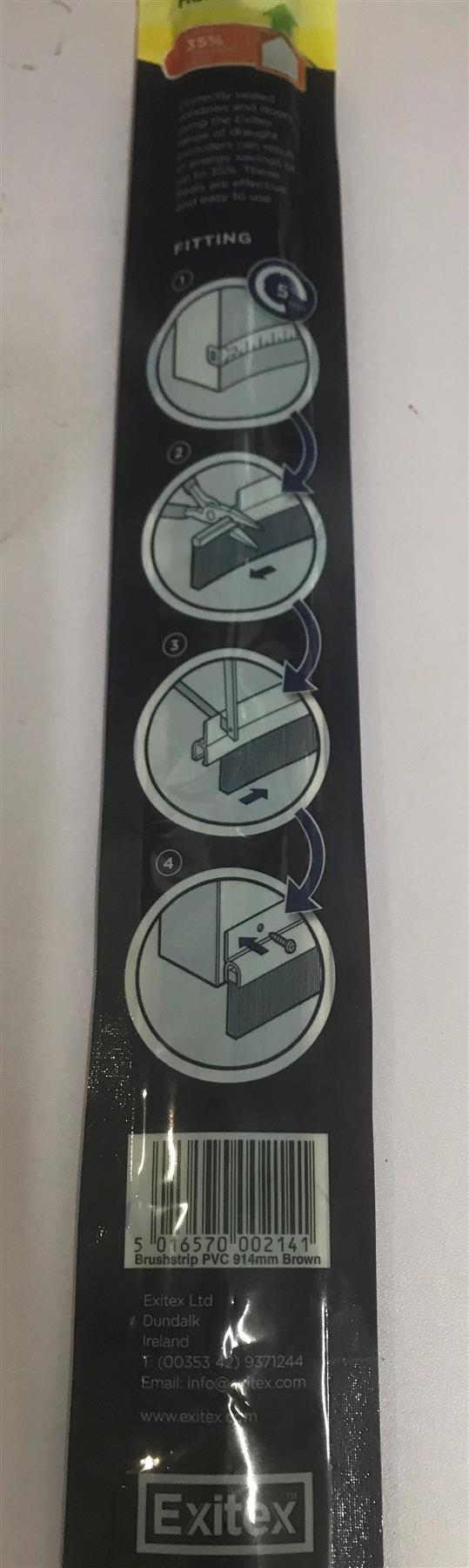 Exitex Draught Excluder Brush Strip 914mm Brown Finish