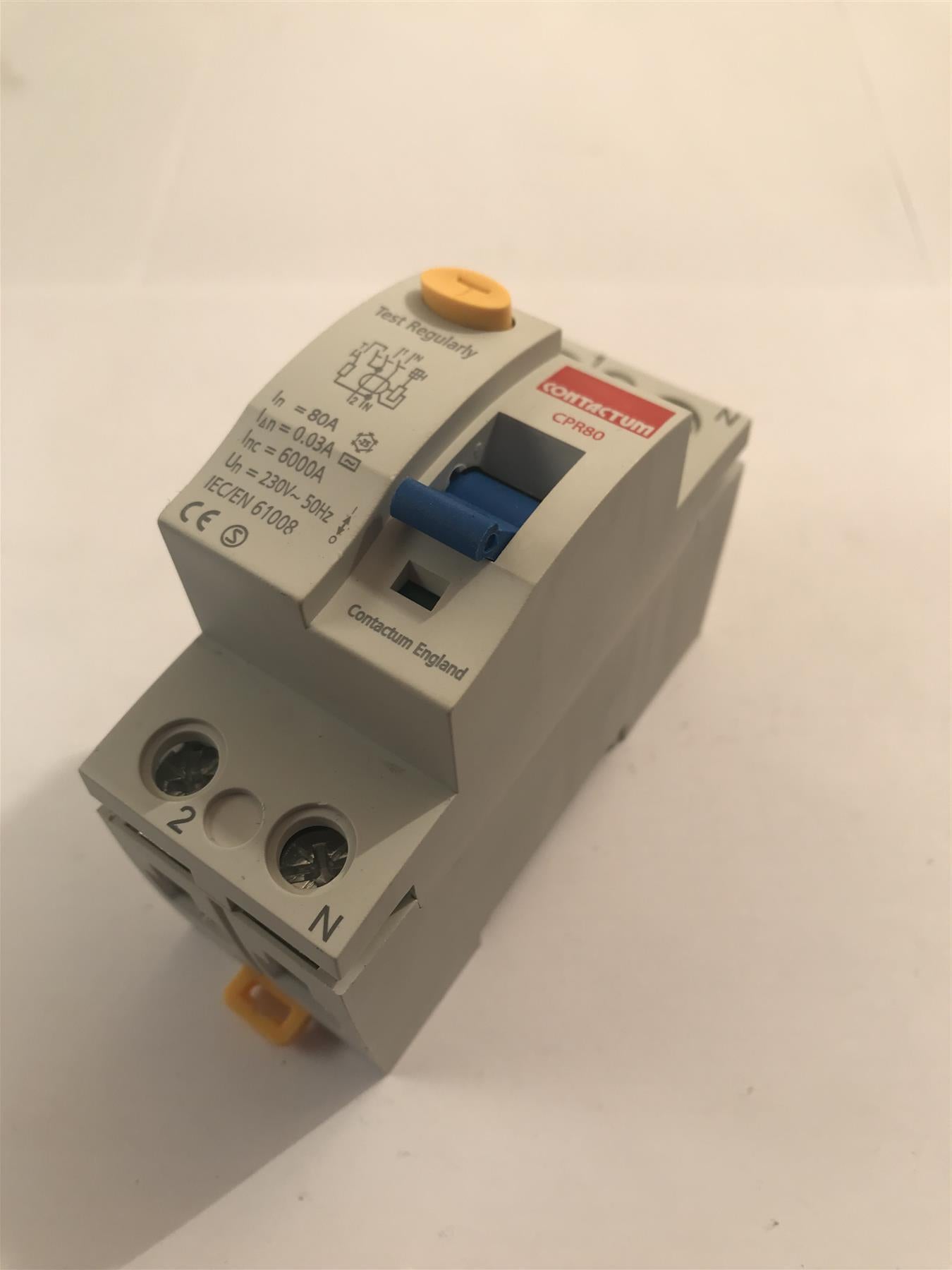 Contactum 80 Amp 30mA Double Pole Circuit Breaker  CPR80