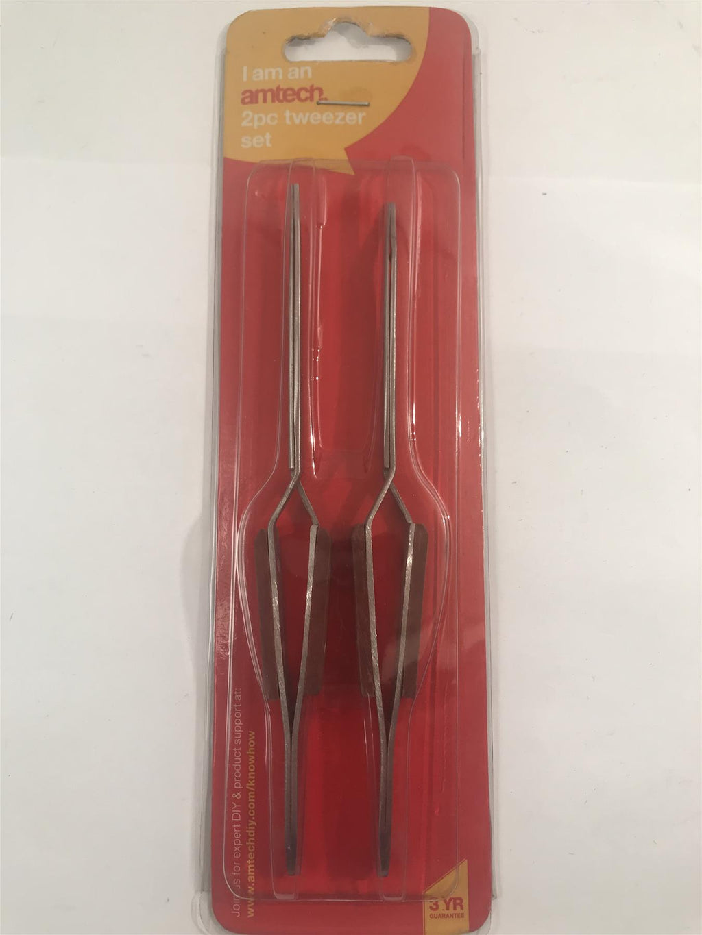 2pc Tweezers Set - Heat Resistant Wood Handles - Straight / Bent Points