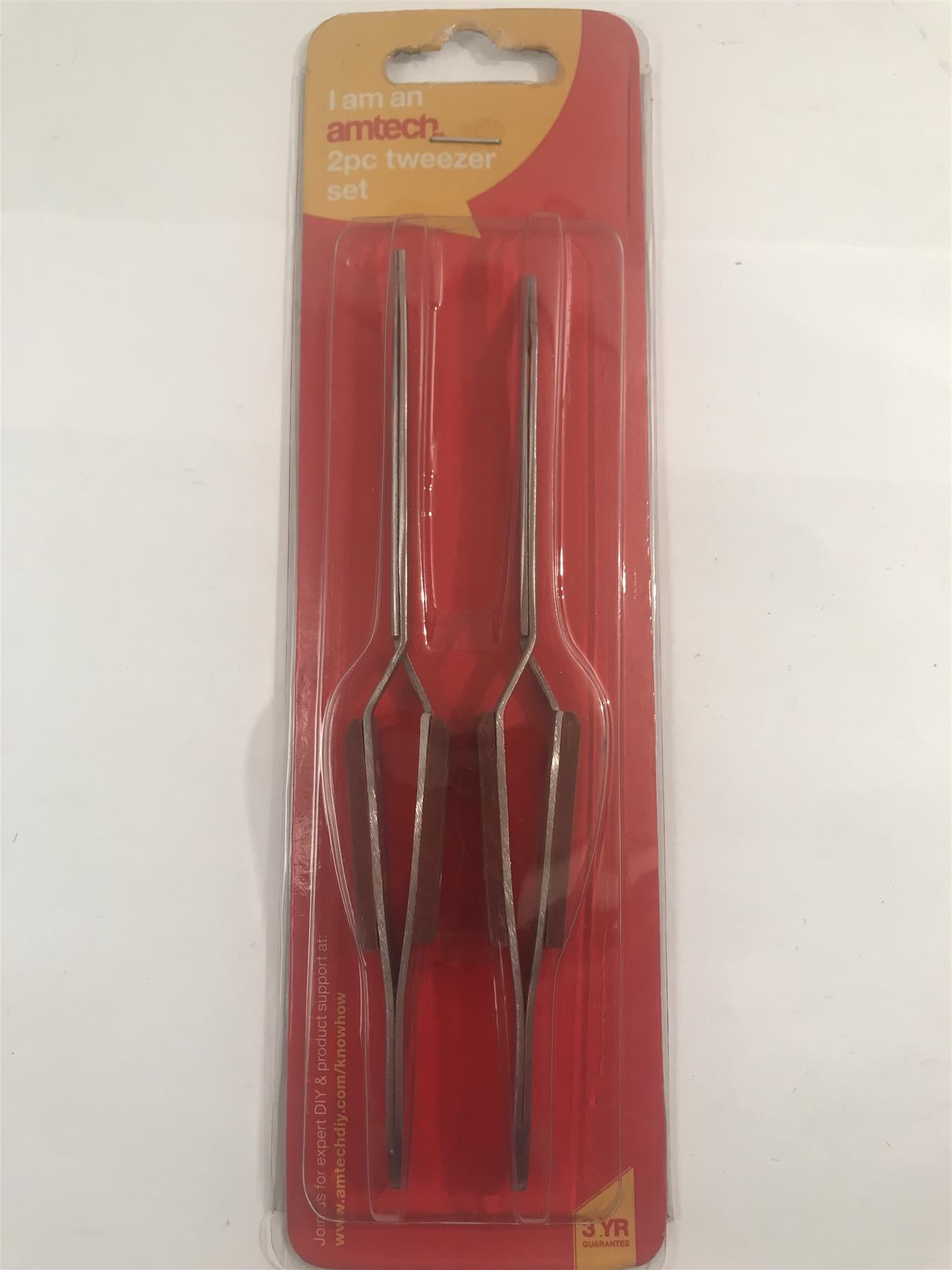 2pc Tweezers Set - Heat Resistant Wood Handles - Straight / Bent Points