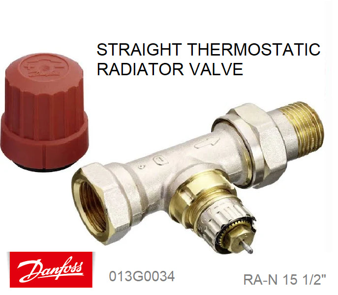 NEW DANFOSS RA-N15 1/2" STRAIGHT RADIATOR VALVE 013G0034