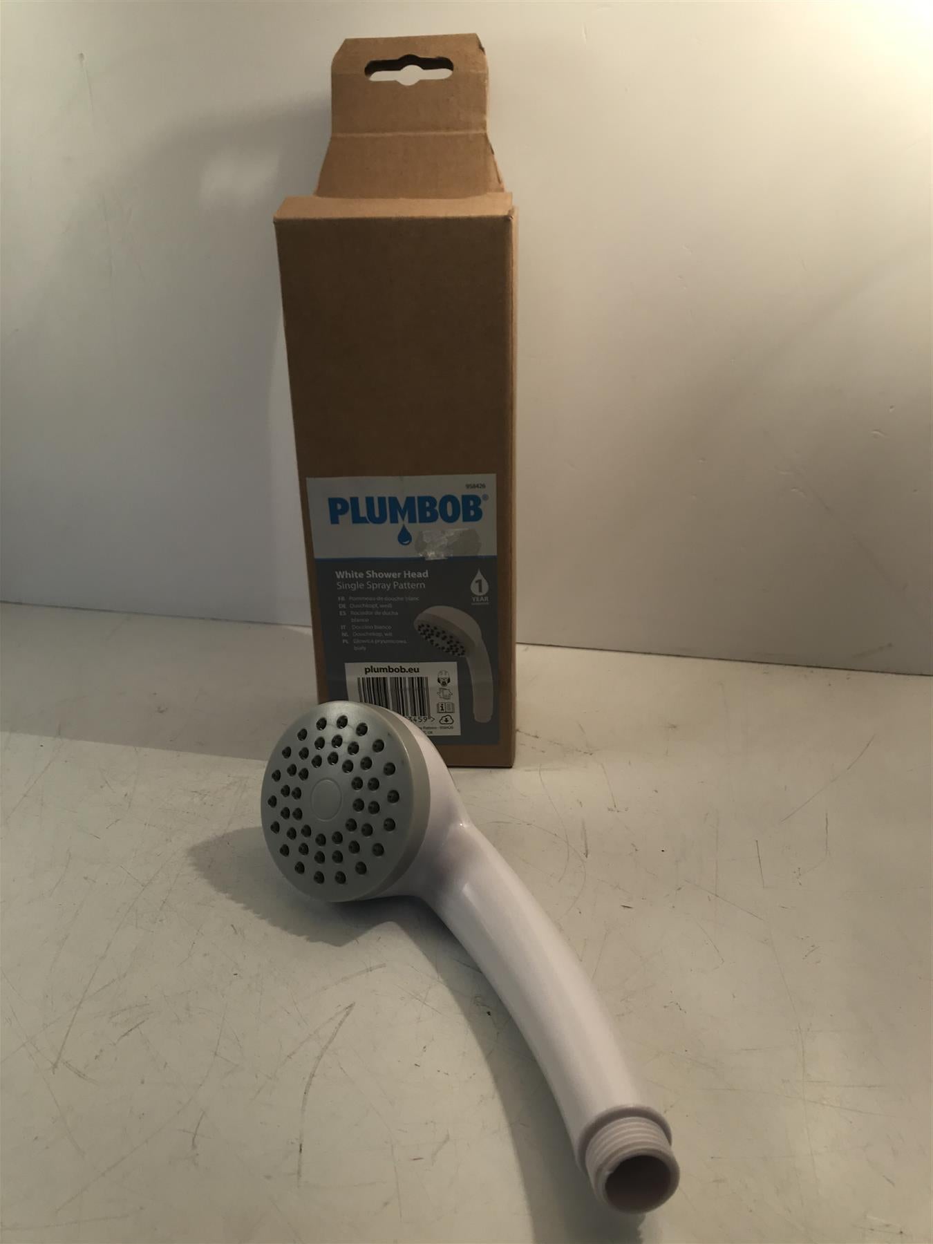 Plumbob 958426 White Shower Head Single Spray Pattern