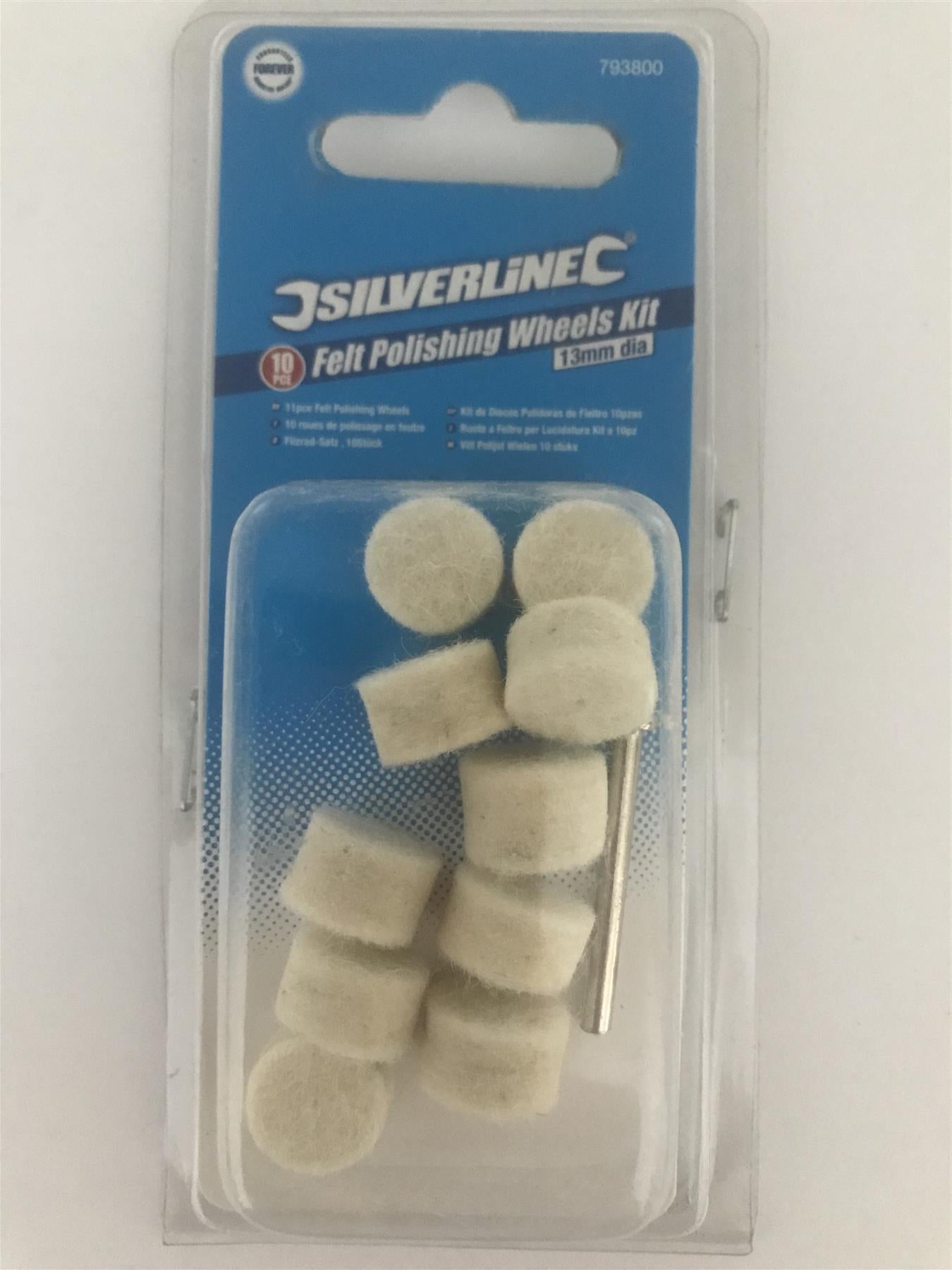 Silverline 10pc Felt Polishing Wheels Kit 13mm Dia.  793800