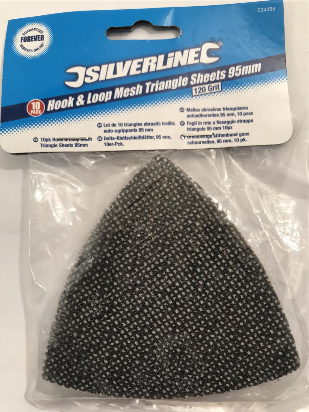 Silverline Hook & Loop Mesh Triangle Sheets 95mm 120 Grit  10pk  634488