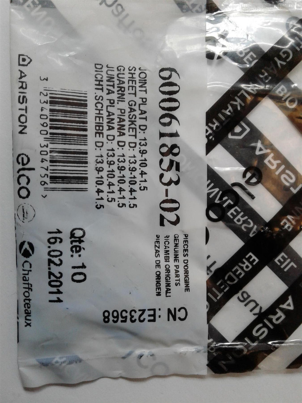 NEW ARISTON 6006185302 Gasket 13.9 X 10.4 X 1.5 (10 PACK)
