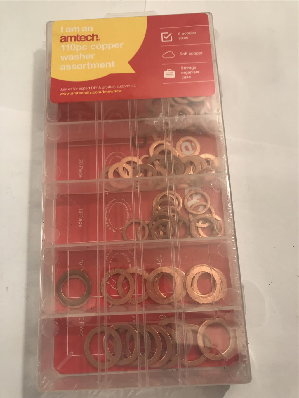 Amtech 110pc Copper Washer Assortment S6195