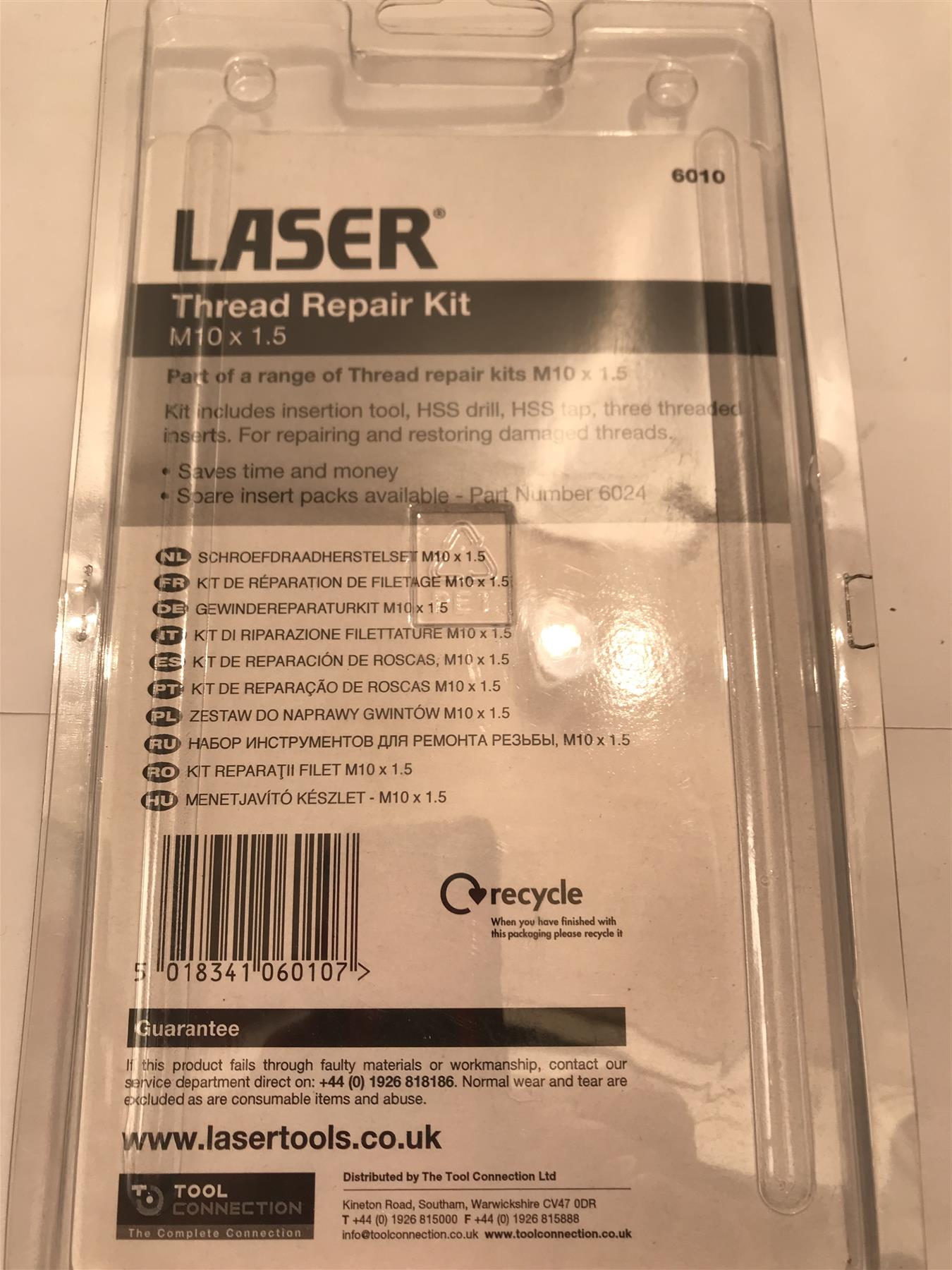 Laser Thread Repair Kit M10 x 1.5  6010
