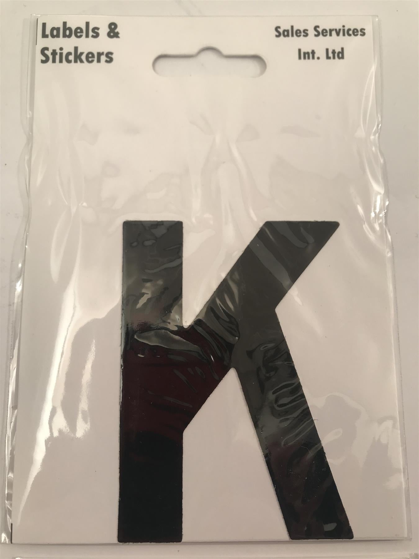 Black Letter K Self  Adhesive Waterproof Sticker 8 x 6cm