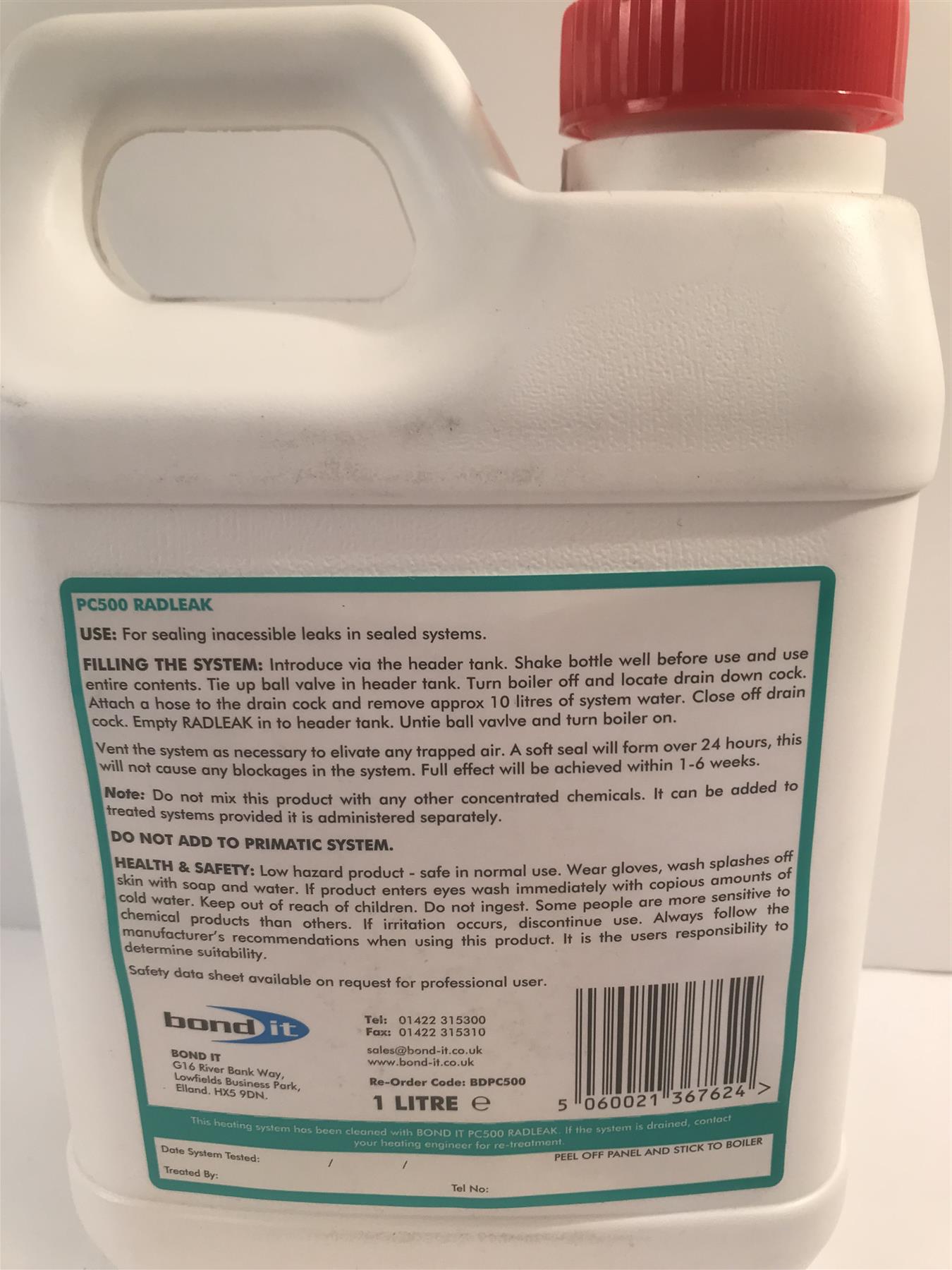 Bond It PC500 Radleak  Leak Sealer for Central Heating Systems  BDPC500