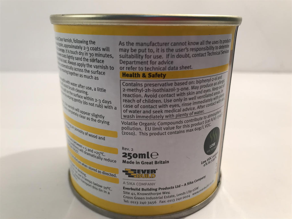 Everbuild EVBWVARCLS02 Quick Dry Wood Varnish Satin Clear 250 ml