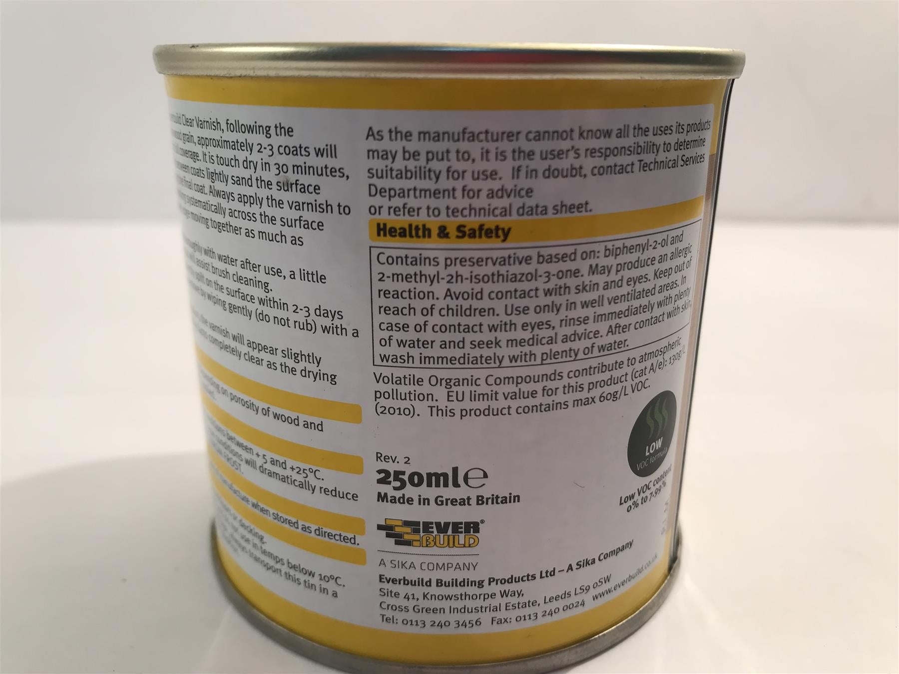 Everbuild EVBWVARCLS02 Quick Dry Wood Varnish Satin Clear 250 ml