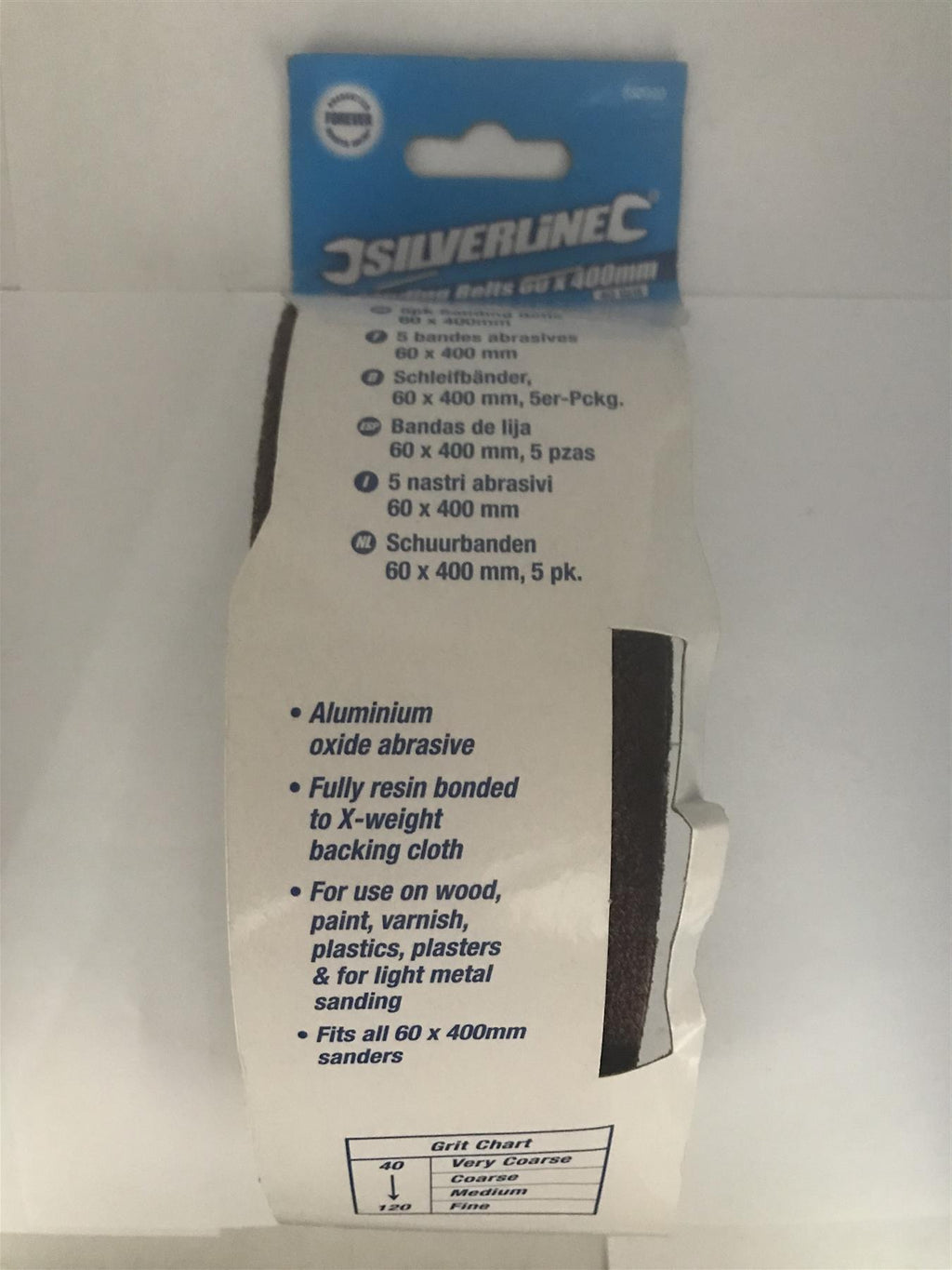 Silverline Sanding Belt 60 x 400mm 40 grit 5 PK  632960
