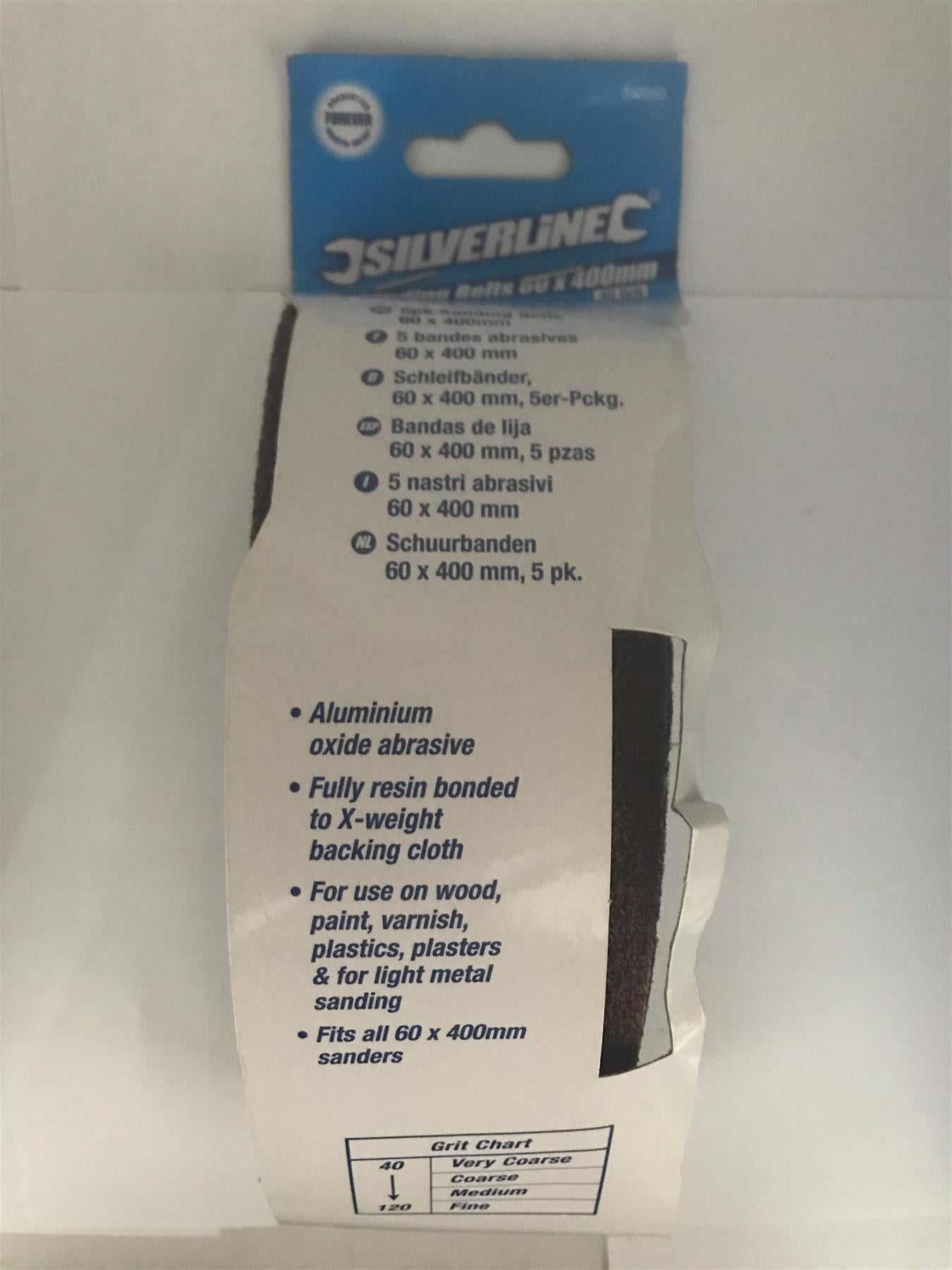 Silverline Sanding Belt 60 x 400mm 40 grit 5 PK  632960