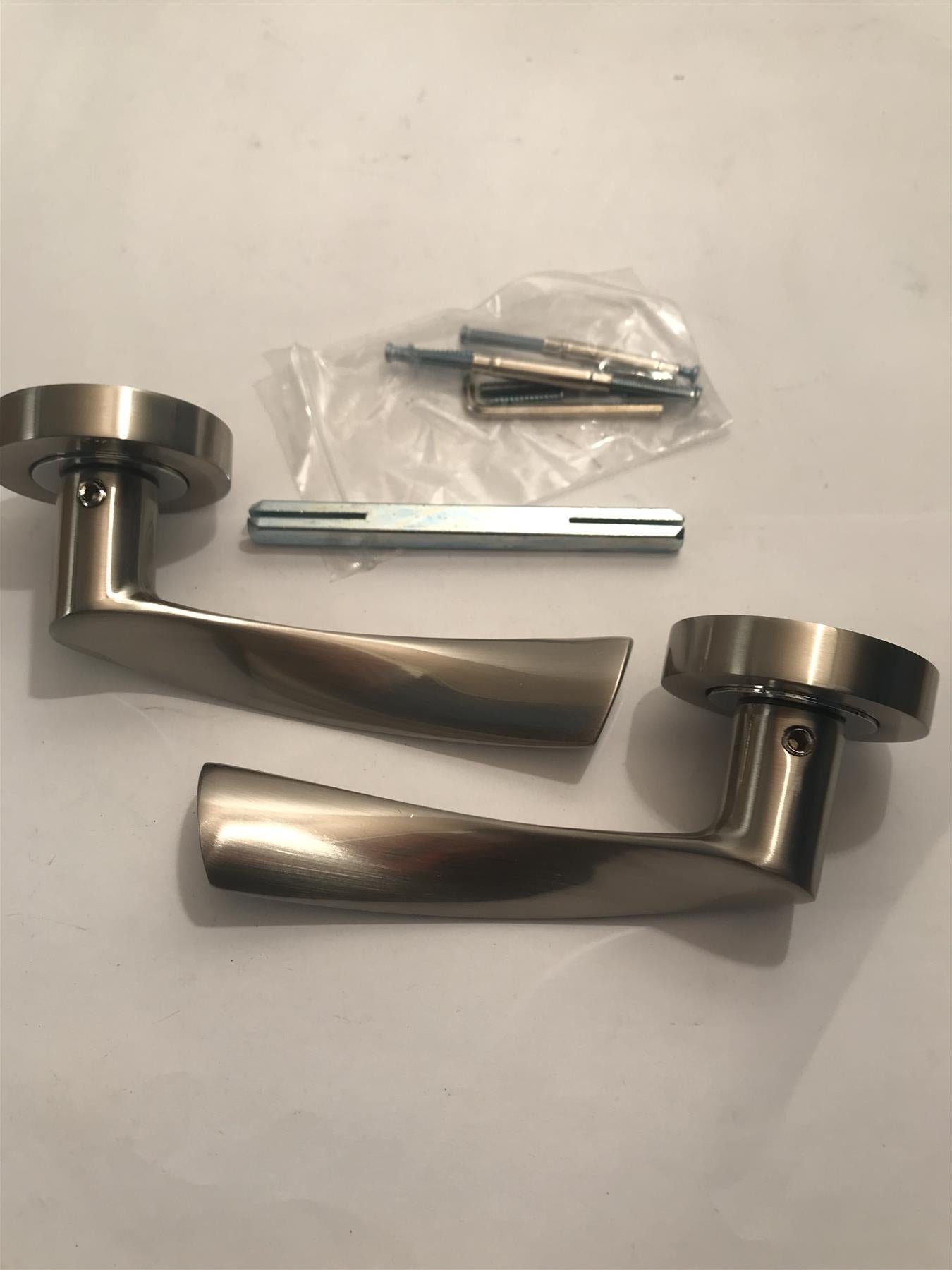 Gridlock Zeta Developer Lever on Rose CP/SN Polished Chrome/Satin Nickel